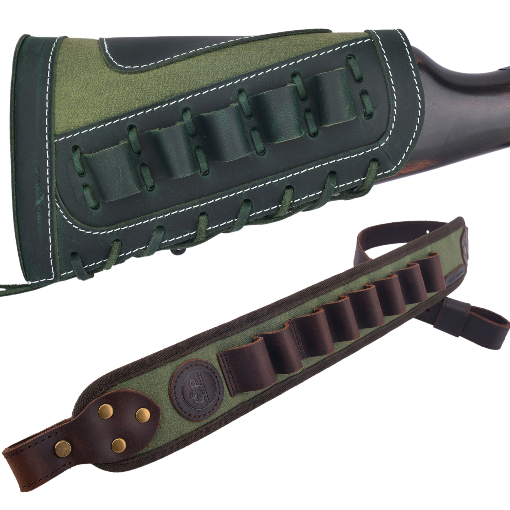 Set Of Retro Gun Buttstsock with Gun Shell Slot Sling.308 .22LR .30/30 12GA .357