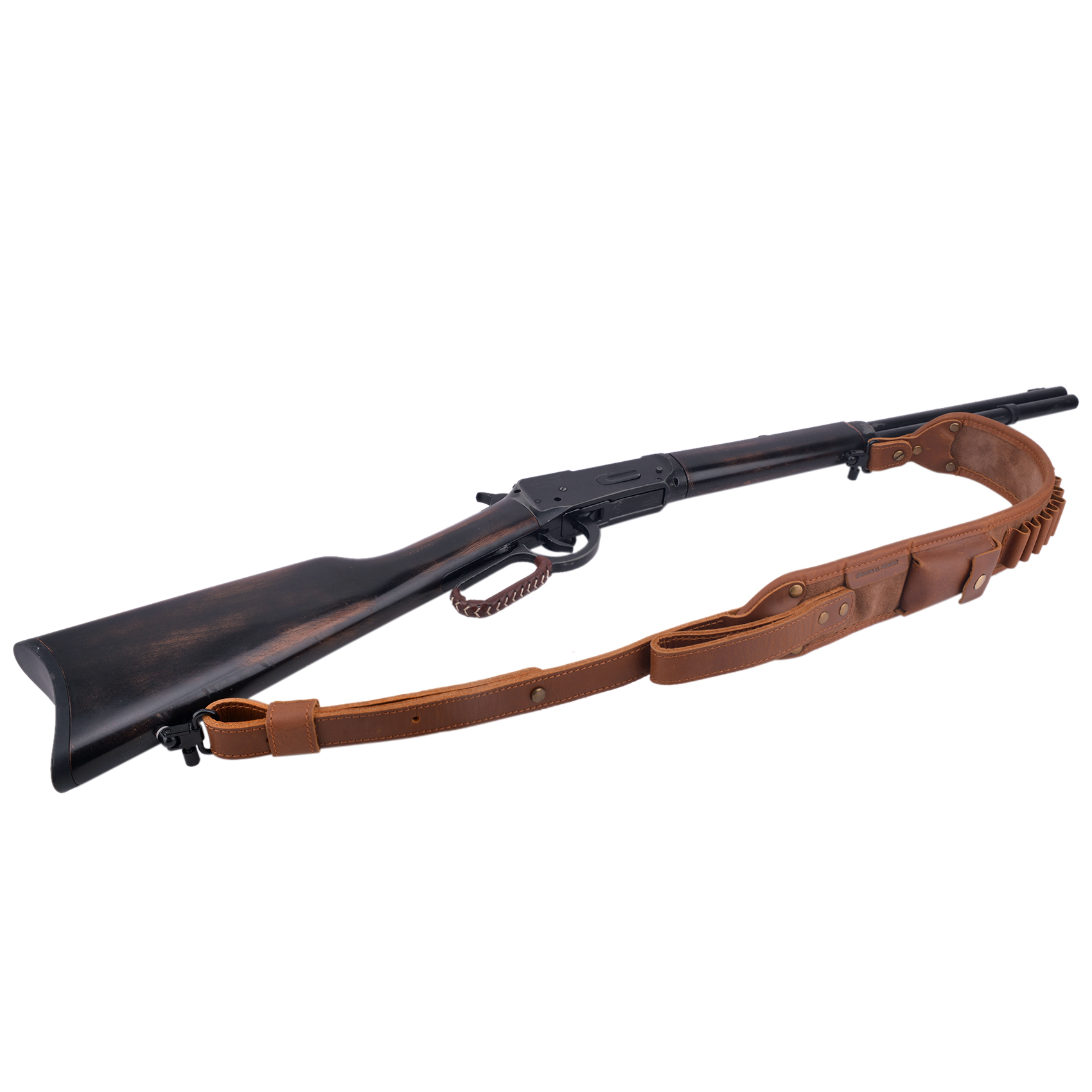 Classic Leather Rifle Sling Gun Carry Straps Cartridge Shell Holder With Swivels