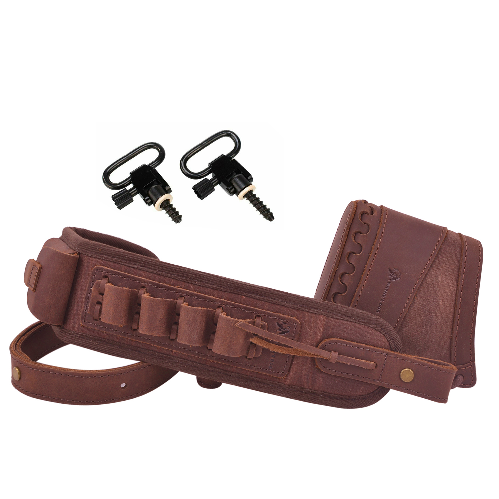Leather Gun Recoil Pad Protector Stock with Sling Swivels .30/30 .308 .22LR 20GA