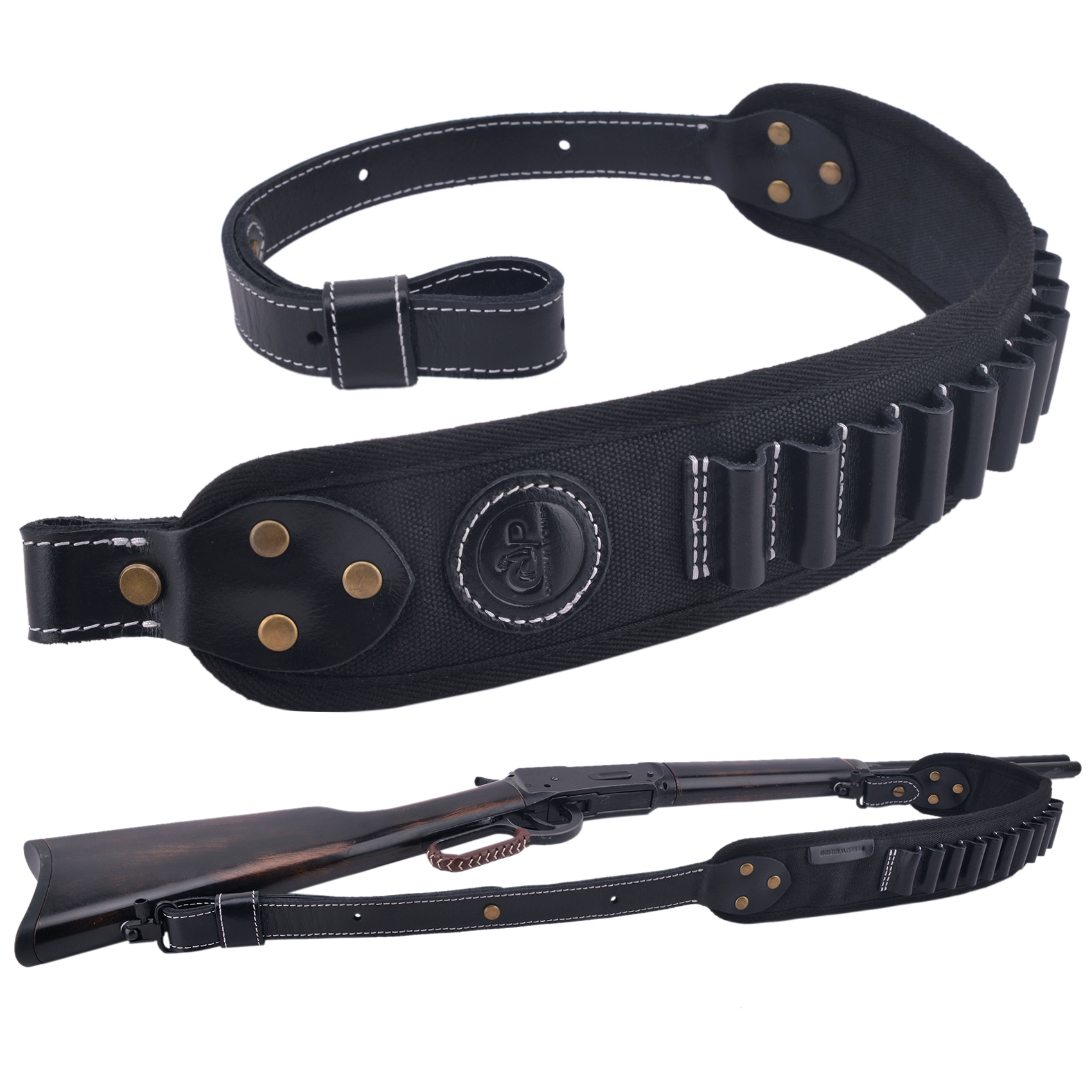 Set Of Retro Gun Buttstsock with Gun Shell Slot Sling.308 .22LR .30/30 12GA .357