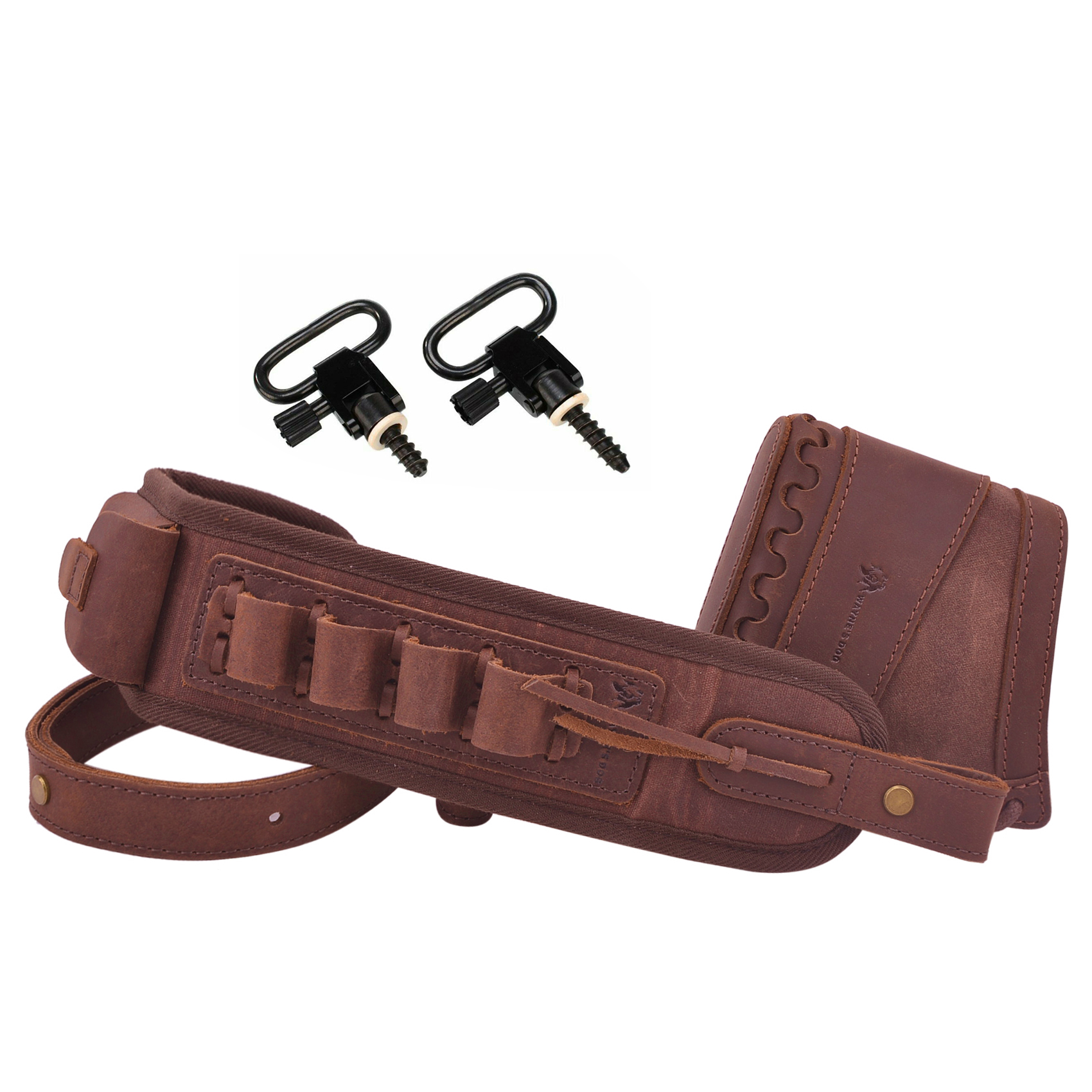 Leather Gun Recoil Pad Protector Stock with Sling Swivels .30/30 .308 .22LR 20GA
