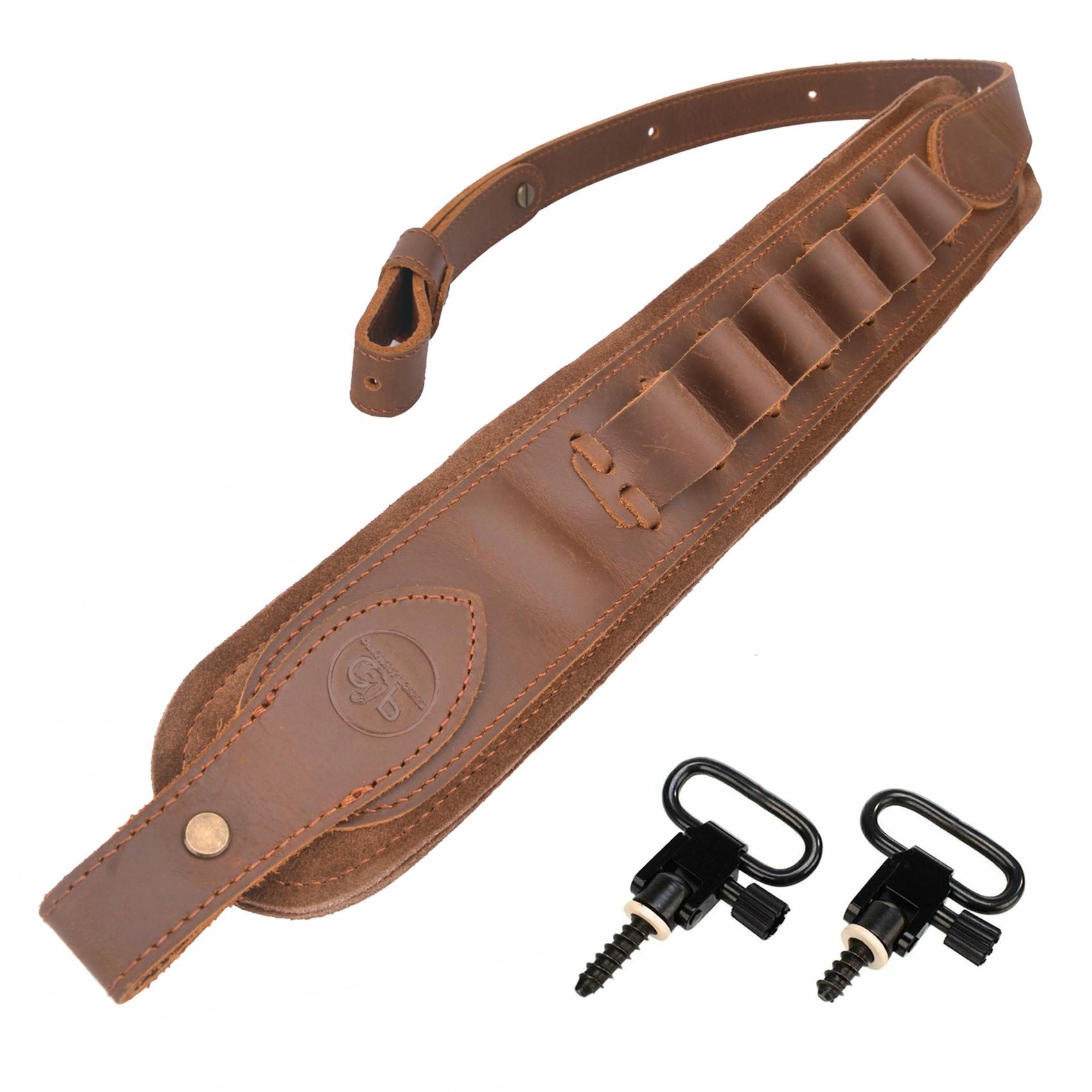 Buffalo Hide Leather Rifle Sling Shotgun Shoulder Strap 1Wide With Swivels .308 .30-30 .22LR 12GA