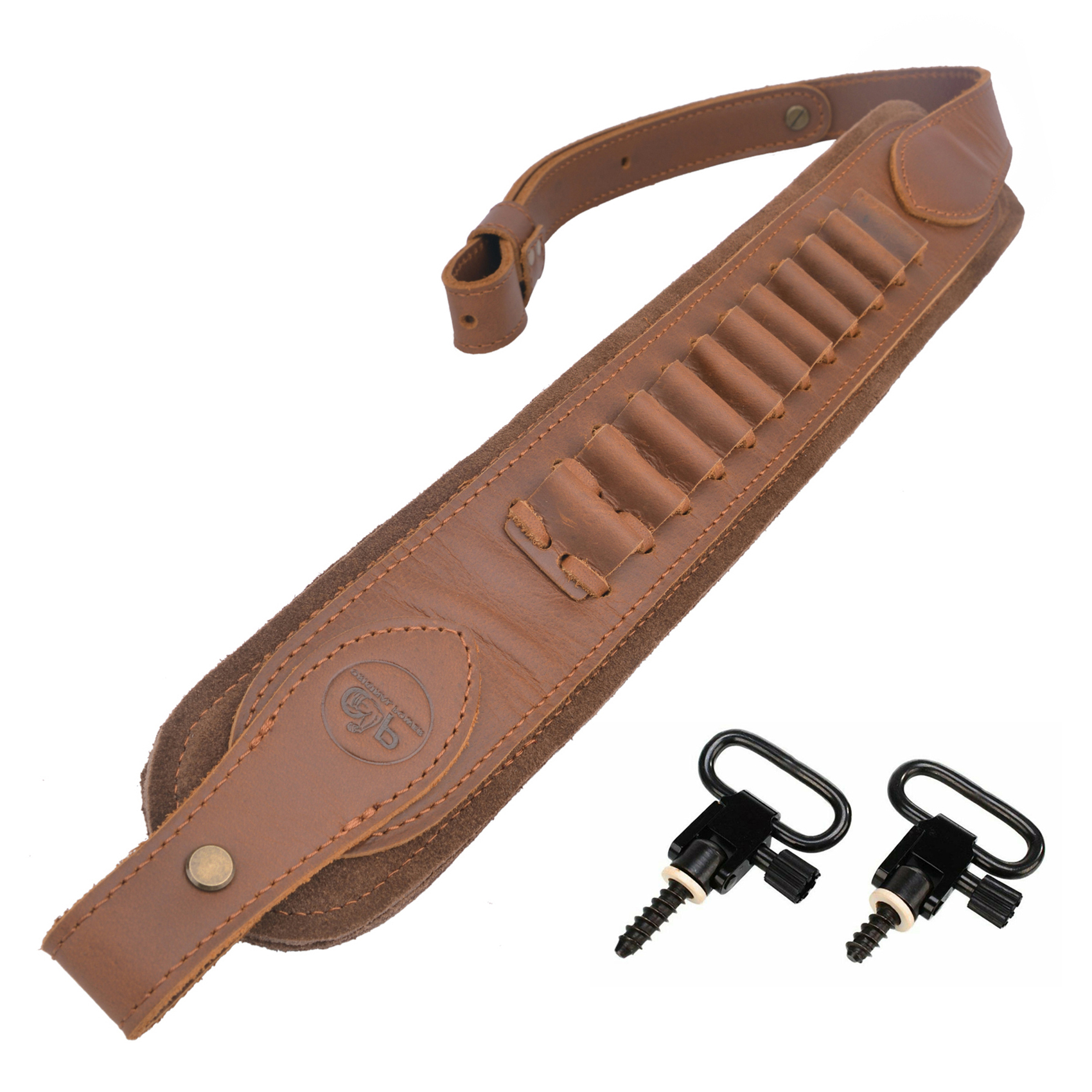 Buffalo Hide Leather Rifle Sling Shotgun Shoulder Strap 1Wide With Swivels .308 .30-30 .22LR 12GA