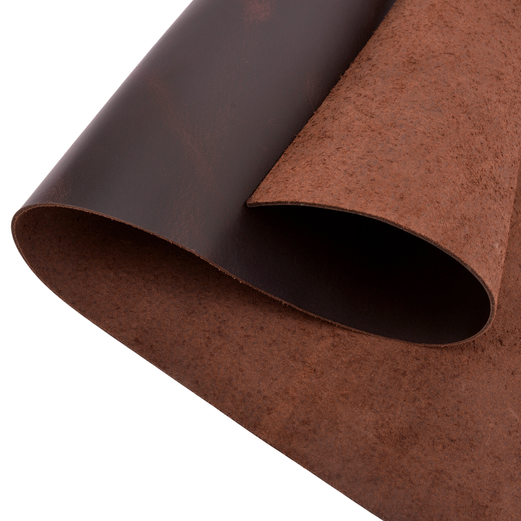 1.8mm Black / Brown Oil Waxy Cowhide Crafts Leather Sheets Tooling Leathers