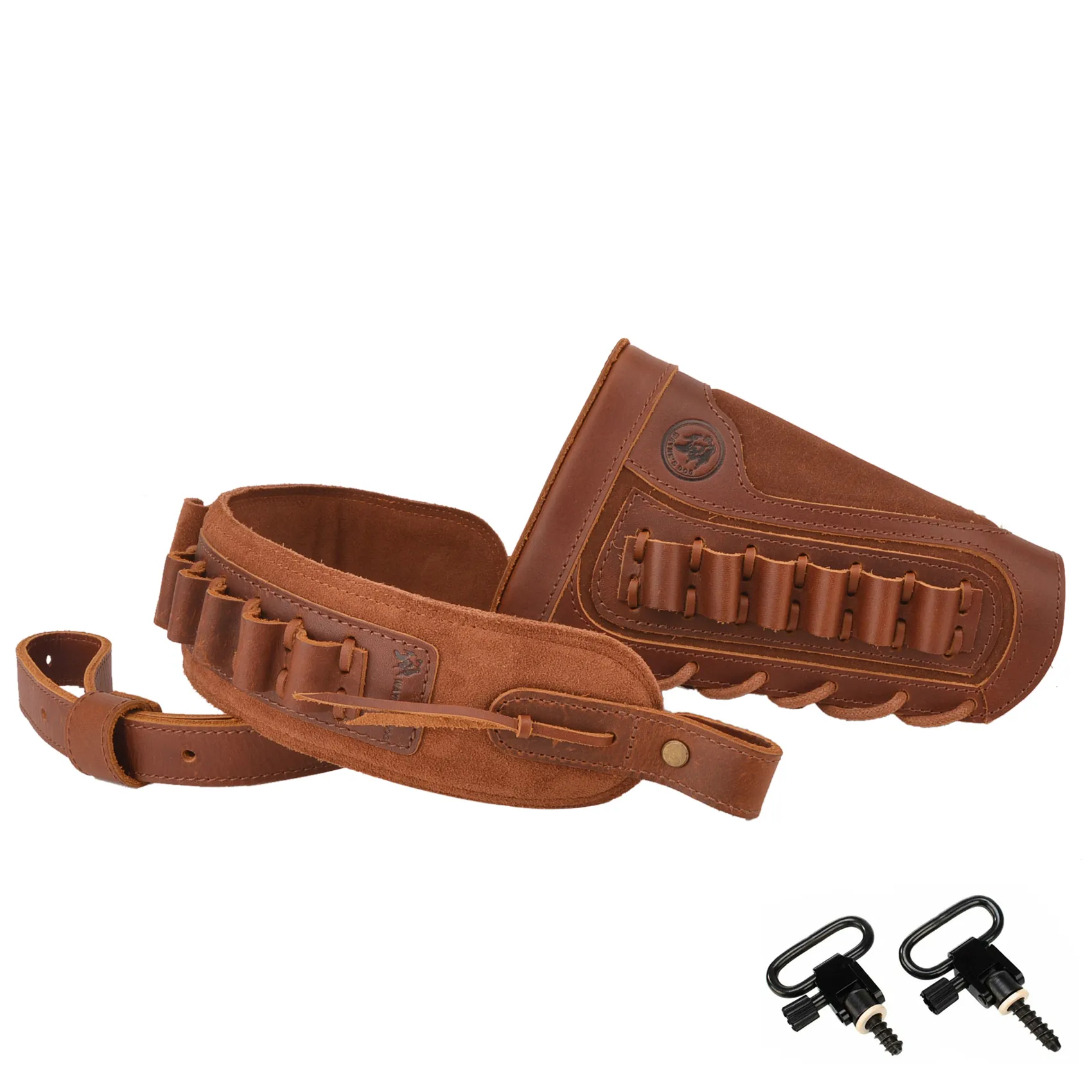 1 Set Of Leather Rifle& Shotgun Buttstock with Gun Sling .45/70 .308 .30/30 12GA .270 .357 .22LR 16GA 20GA