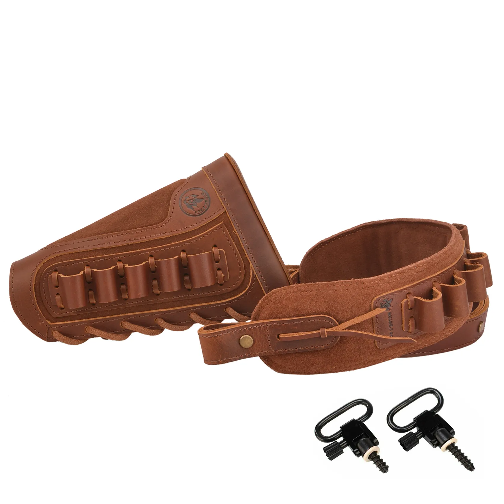 1 Set Of Leather Rifle& Shotgun Buttstock with Gun Sling .45/70 .308 .30/30 12GA .270 .357 .22LR 16GA 20GA