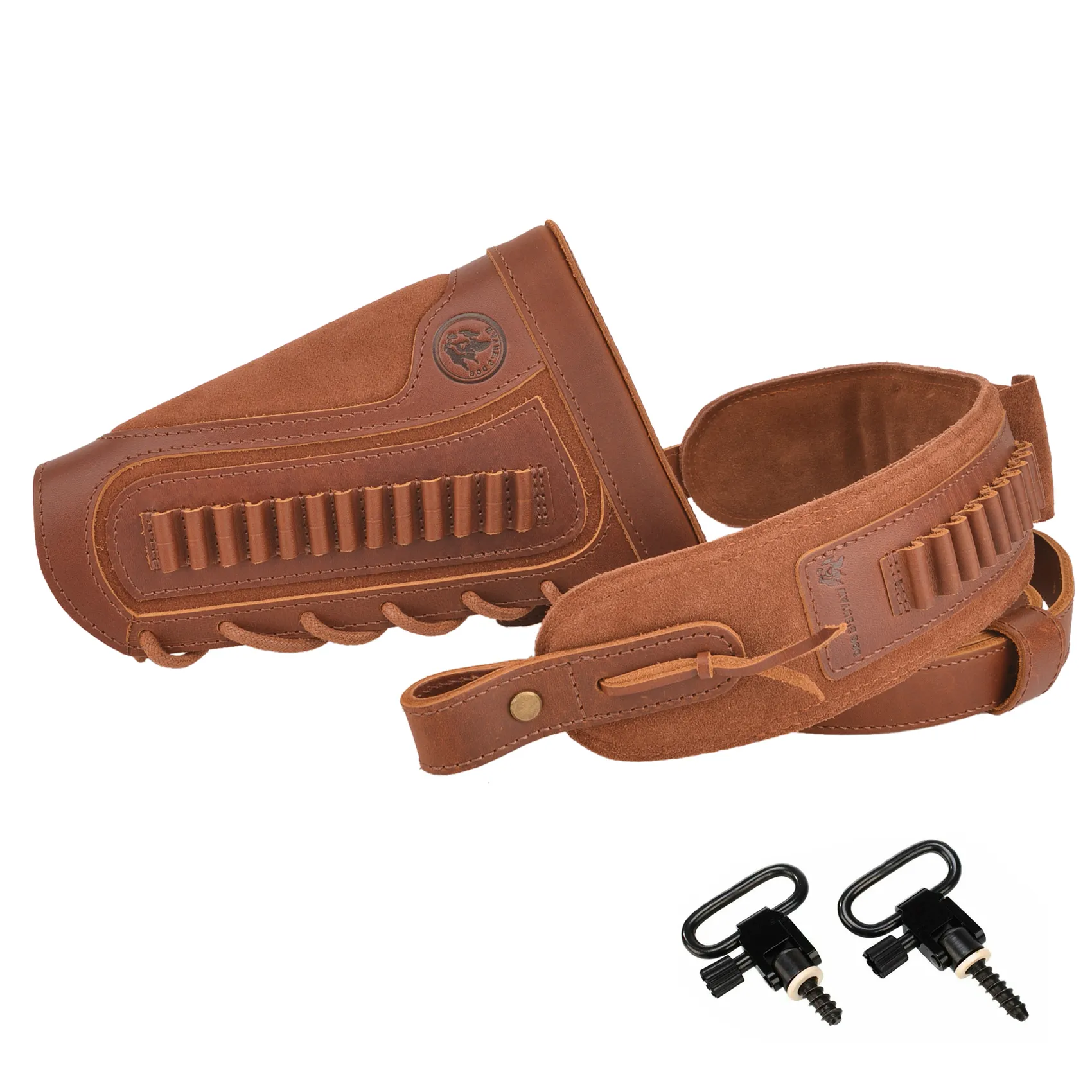 1 Set Of Leather Rifle& Shotgun Buttstock with Gun Sling .45/70 .308 .30/30 12GA .270 .357 .22LR 16GA 20GA