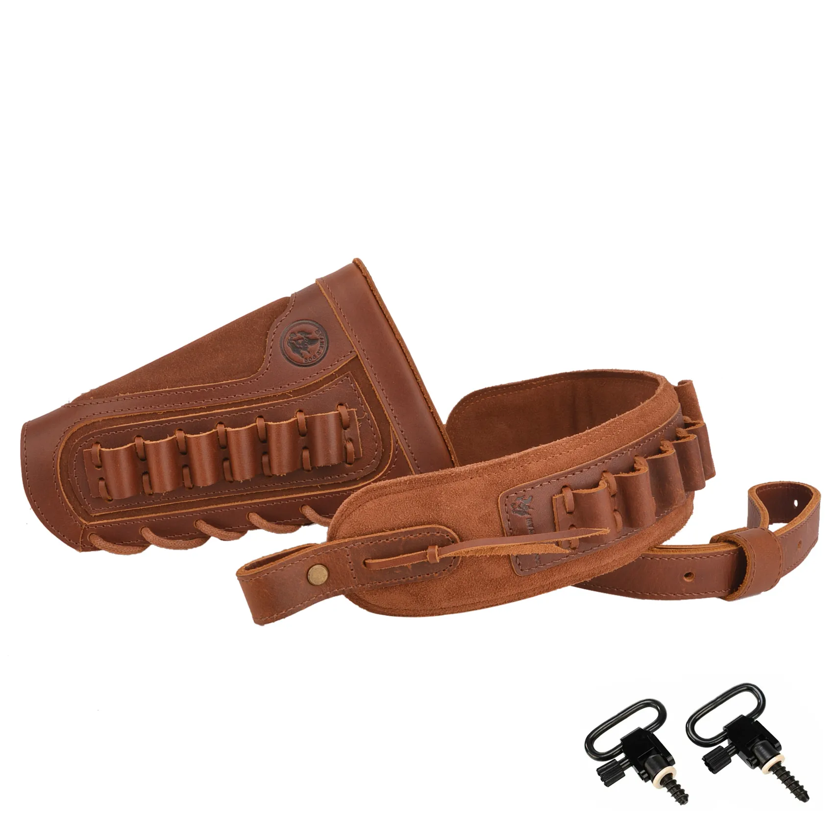 1 Set Of Leather Rifle& Shotgun Buttstock with Gun Sling .45/70 .308 .30/30 12GA .270 .357 .22LR 16GA 20GA