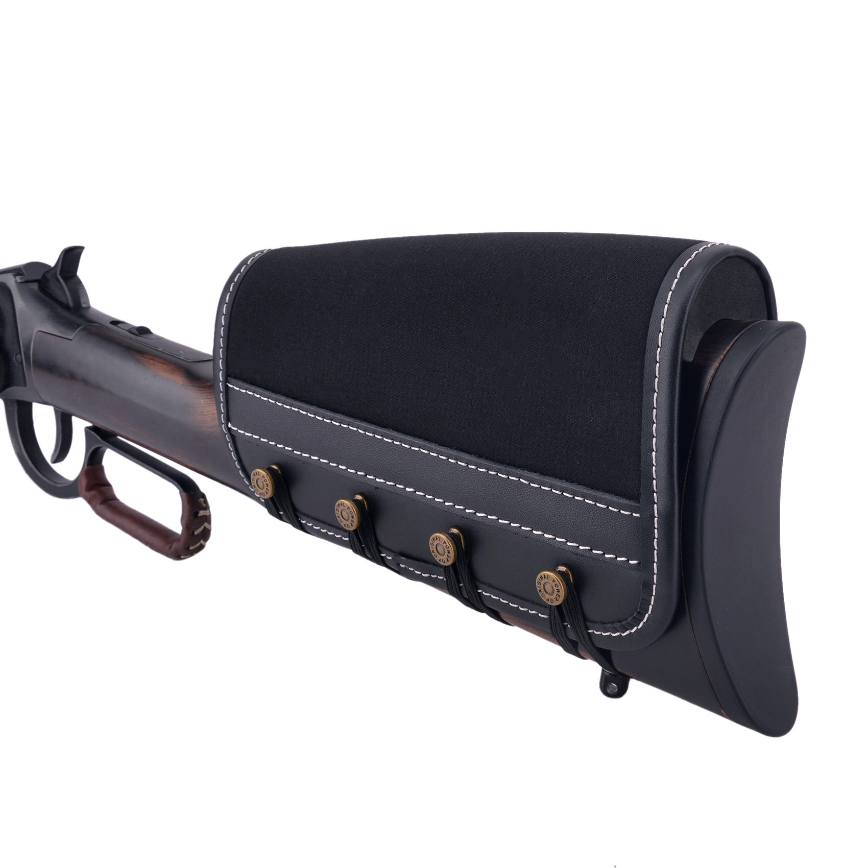 WAYNE'S DOG Leather Rifle Gun Buttstock Cover, Non-Slip Cheek Rest Pad 