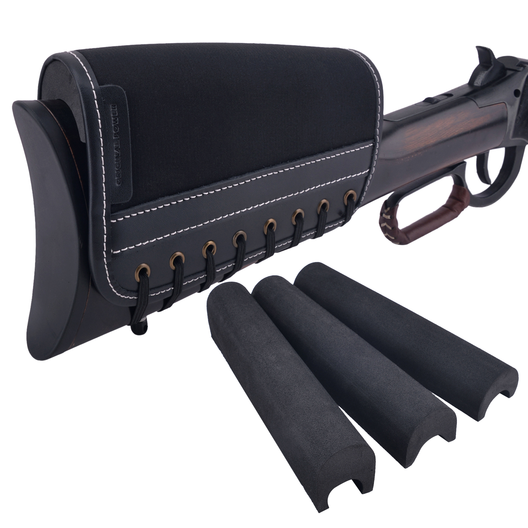 WAYNE'S DOG Leather Rifle Gun Buttstock Cover, Non-Slip Cheek Rest Pad 