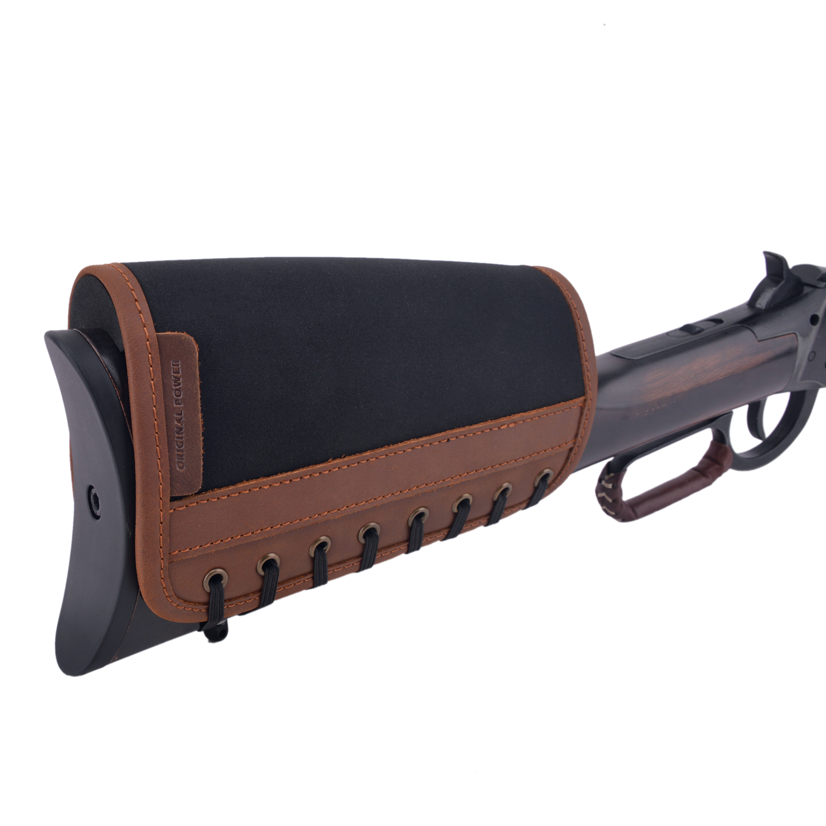 WAYNE'S DOG Leather Rifle Gun Buttstock Cover, Non-Slip Cheek Rest Pad 