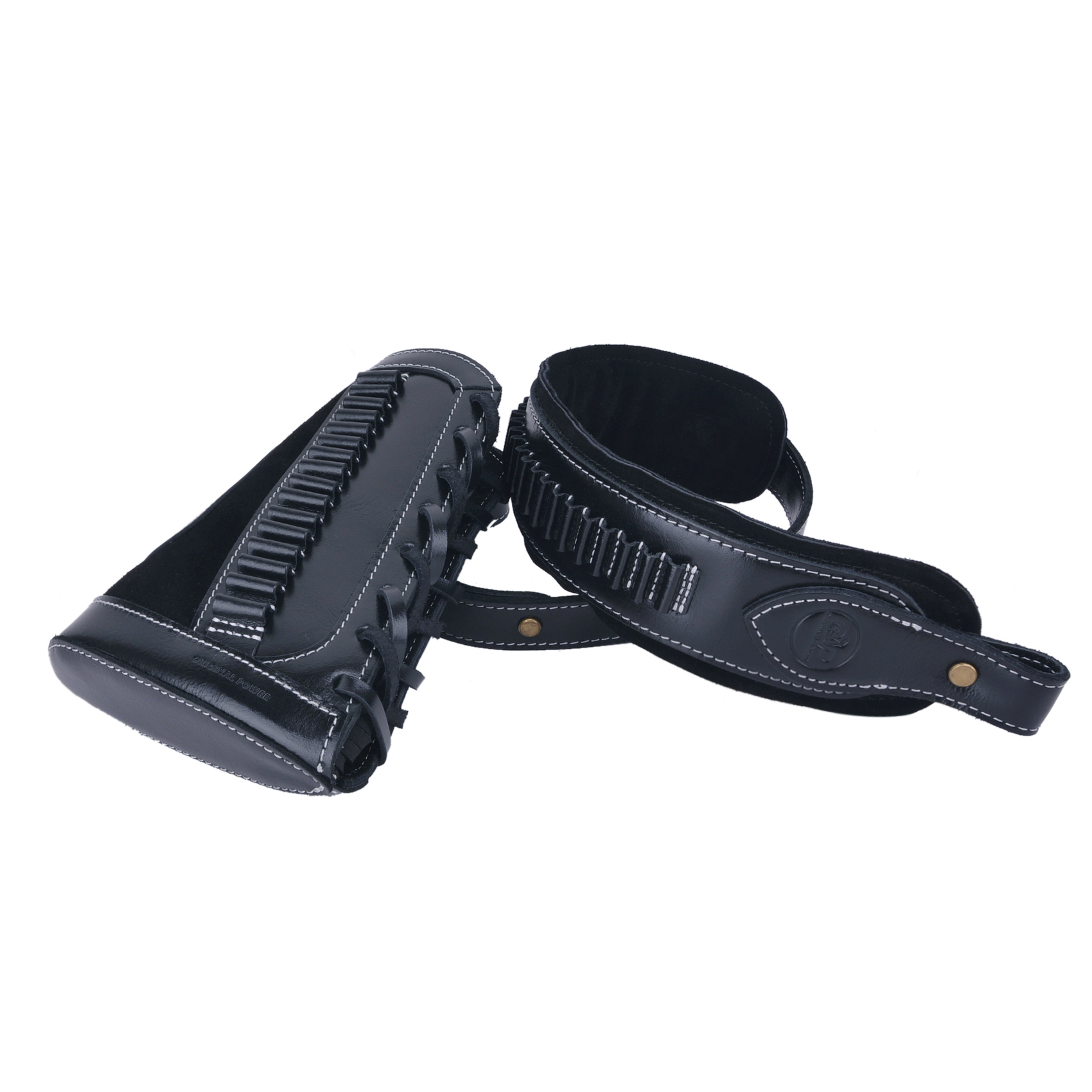 Leather Rifle Buttstock With Gun Sling Shell Holder For .22LR .22MAG .17 hmr