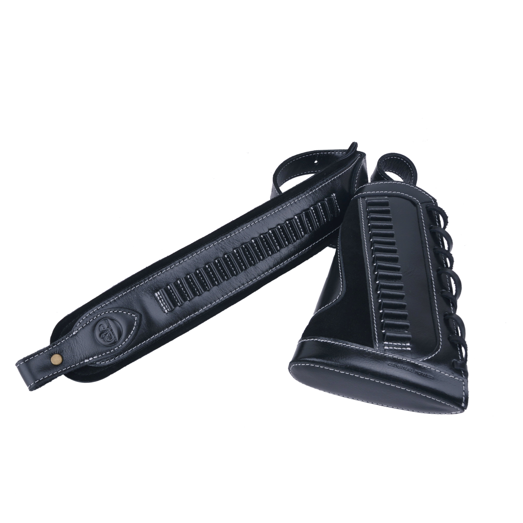 Leather Rifle Buttstock With Gun Sling Shell Holder For .22LR .22MAG .17 hmr