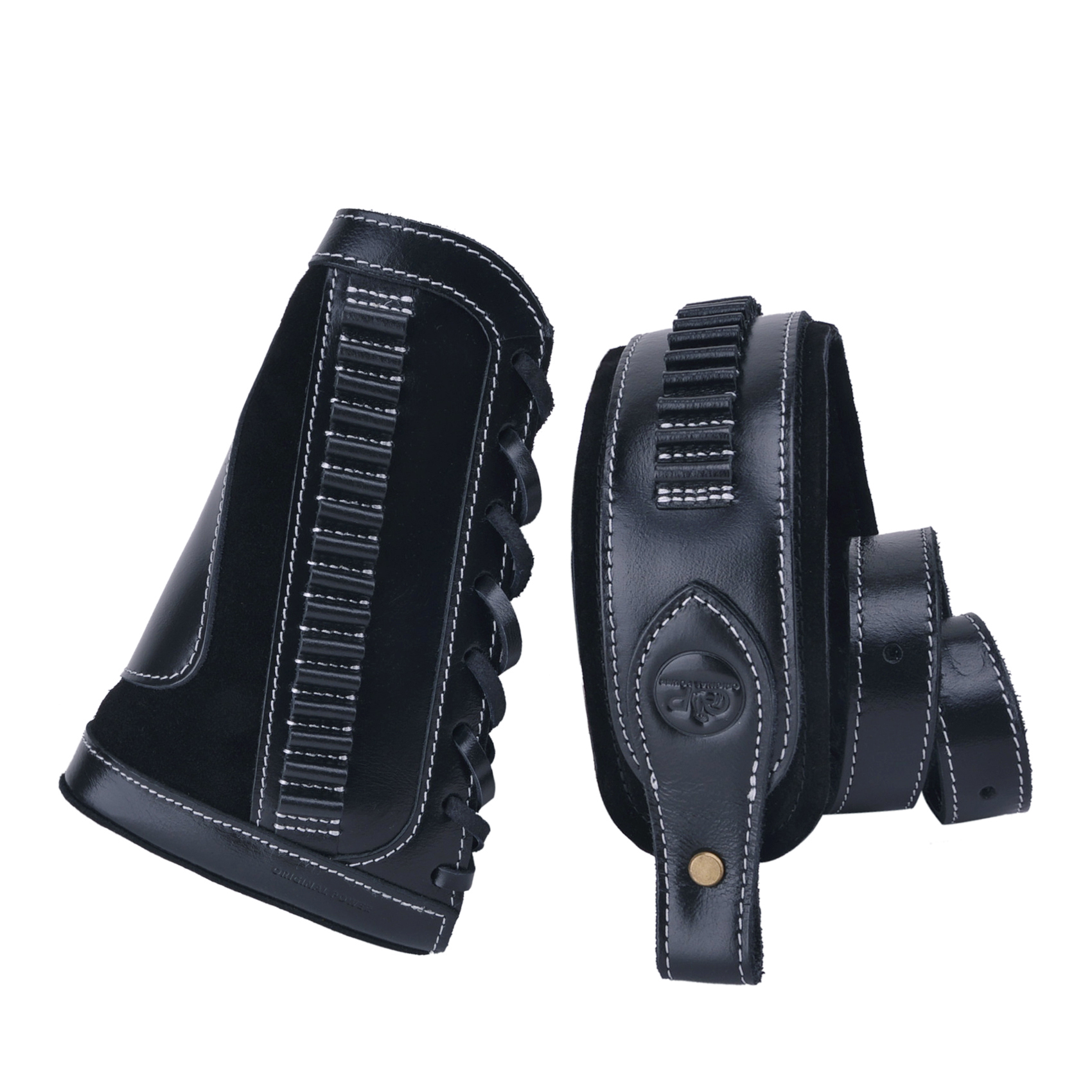 Leather Rifle Buttstock With Gun Sling Shell Holder For .22LR .22MAG .17 hmr