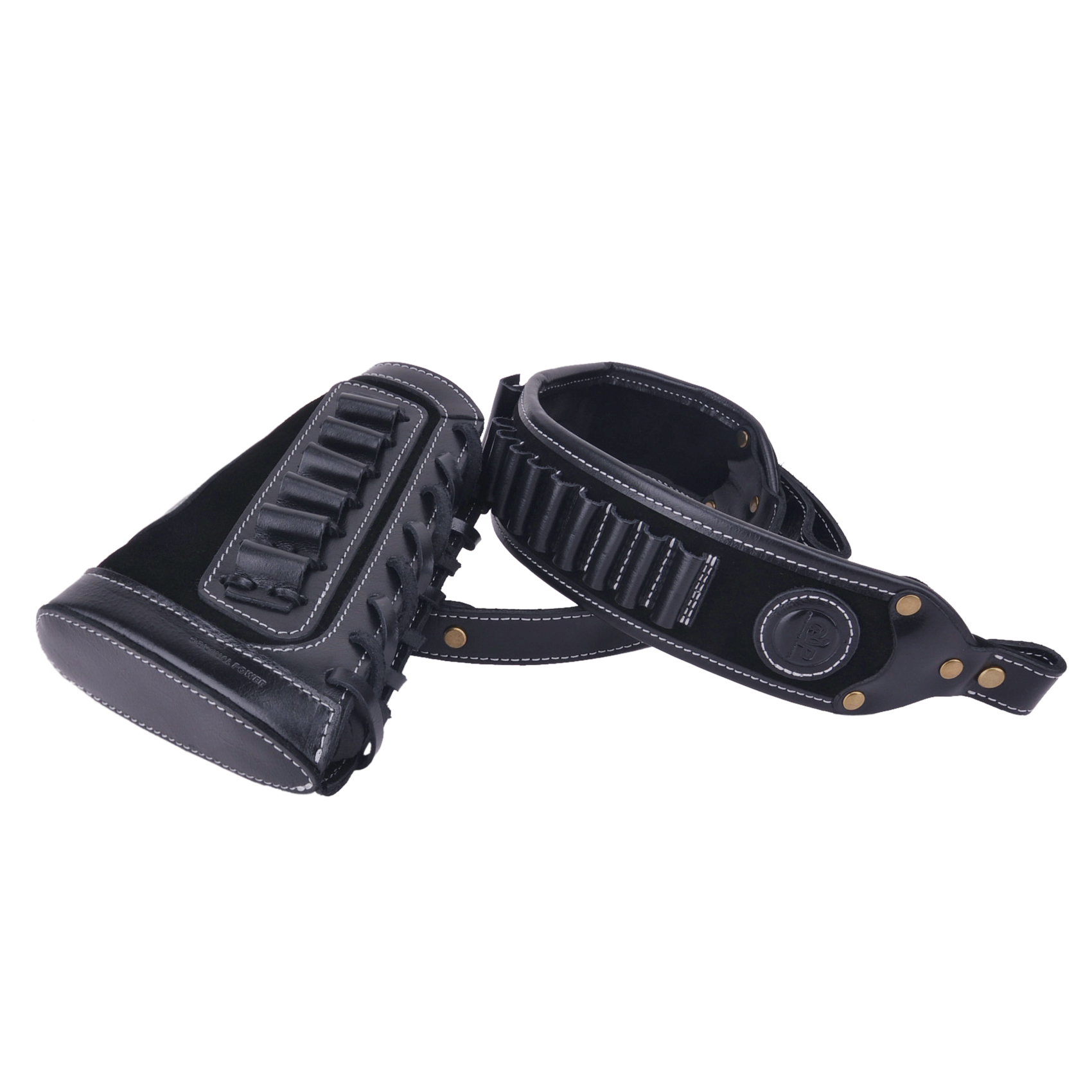 leather Buttstock With Rifle Sling  Holder For .308 .45-70 .30-06