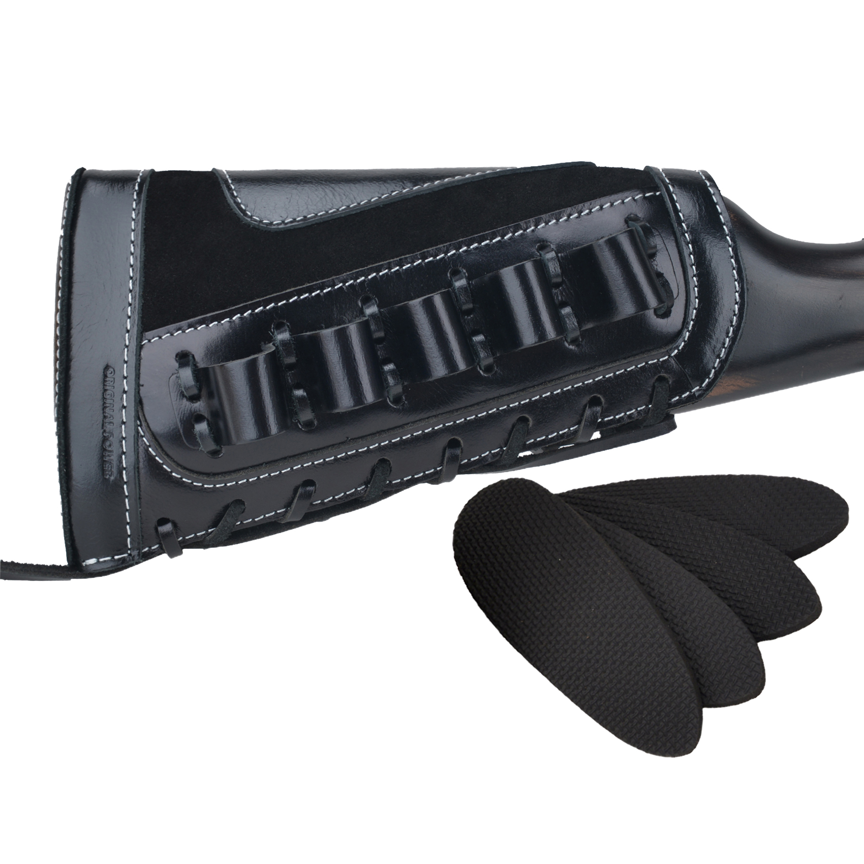 Leather Rifle Buttstock Shell Holder Recoil Pad For .308 .357 .22LR  12GA Butt Protectors