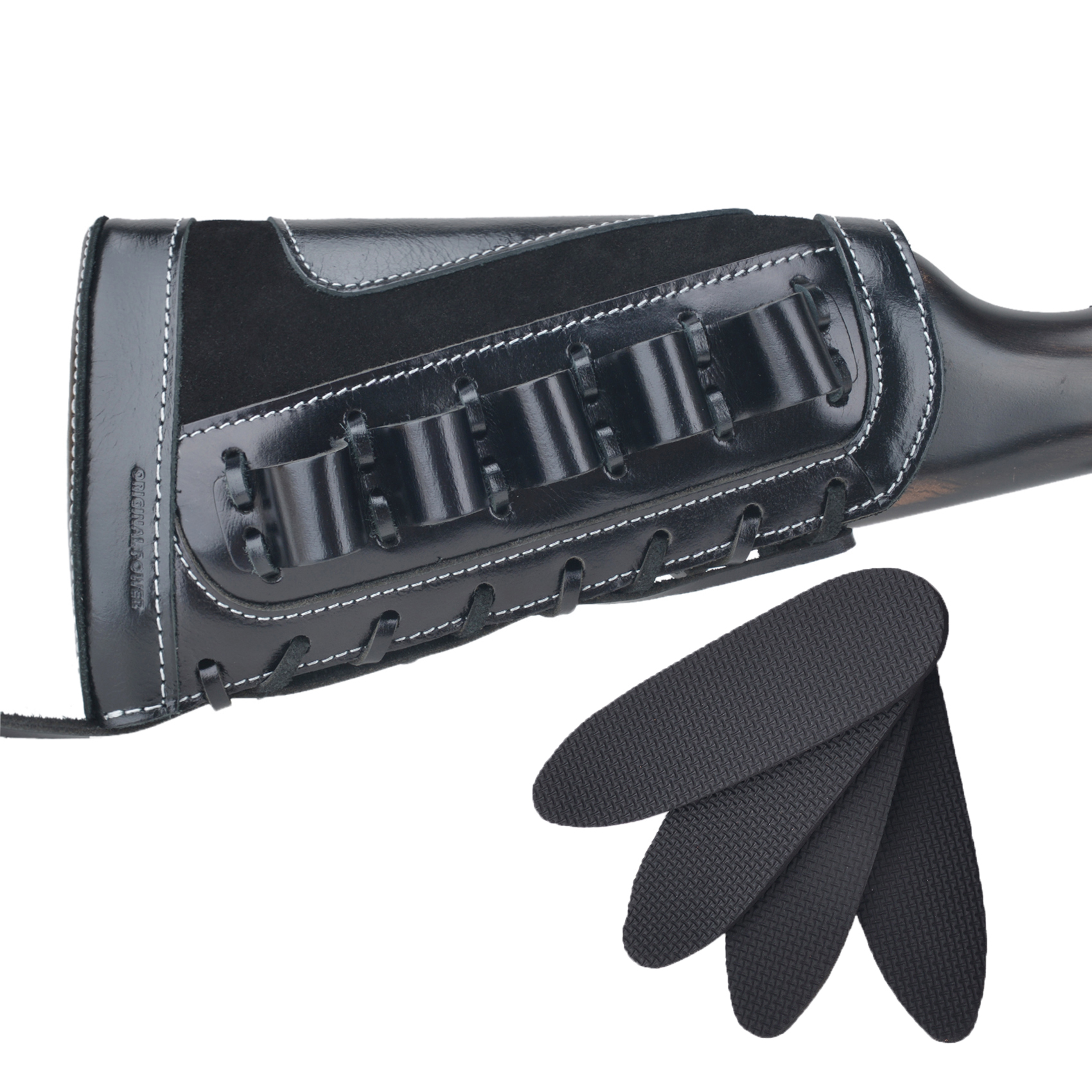 Leather Rifle Buttstock Shell Holder Recoil Pad For .308 .357 .22LR  12GA Butt Protectors