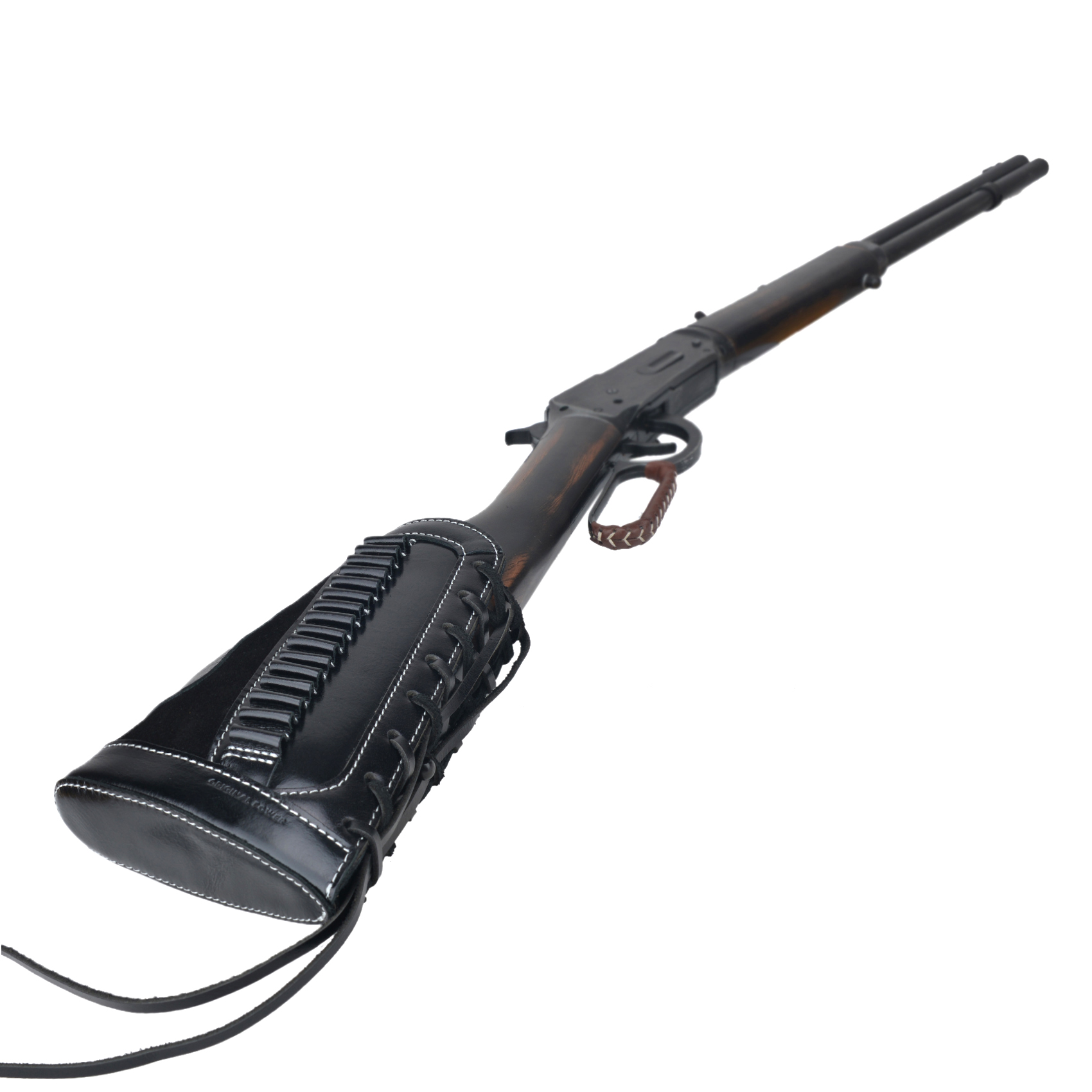 Leather Rifle Buttstock With Gun Sling Shell Holder For .22LR .22MAG .17 hmr