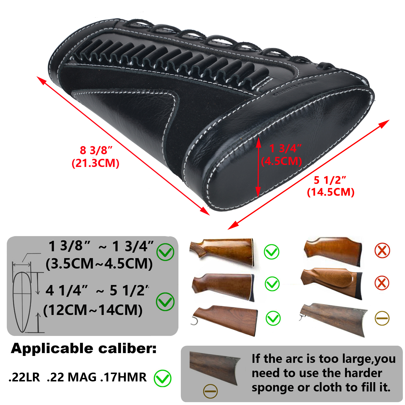 Leather Rifle Buttstock With Gun Sling Shell Holder For .22LR .22MAG .17 hmr