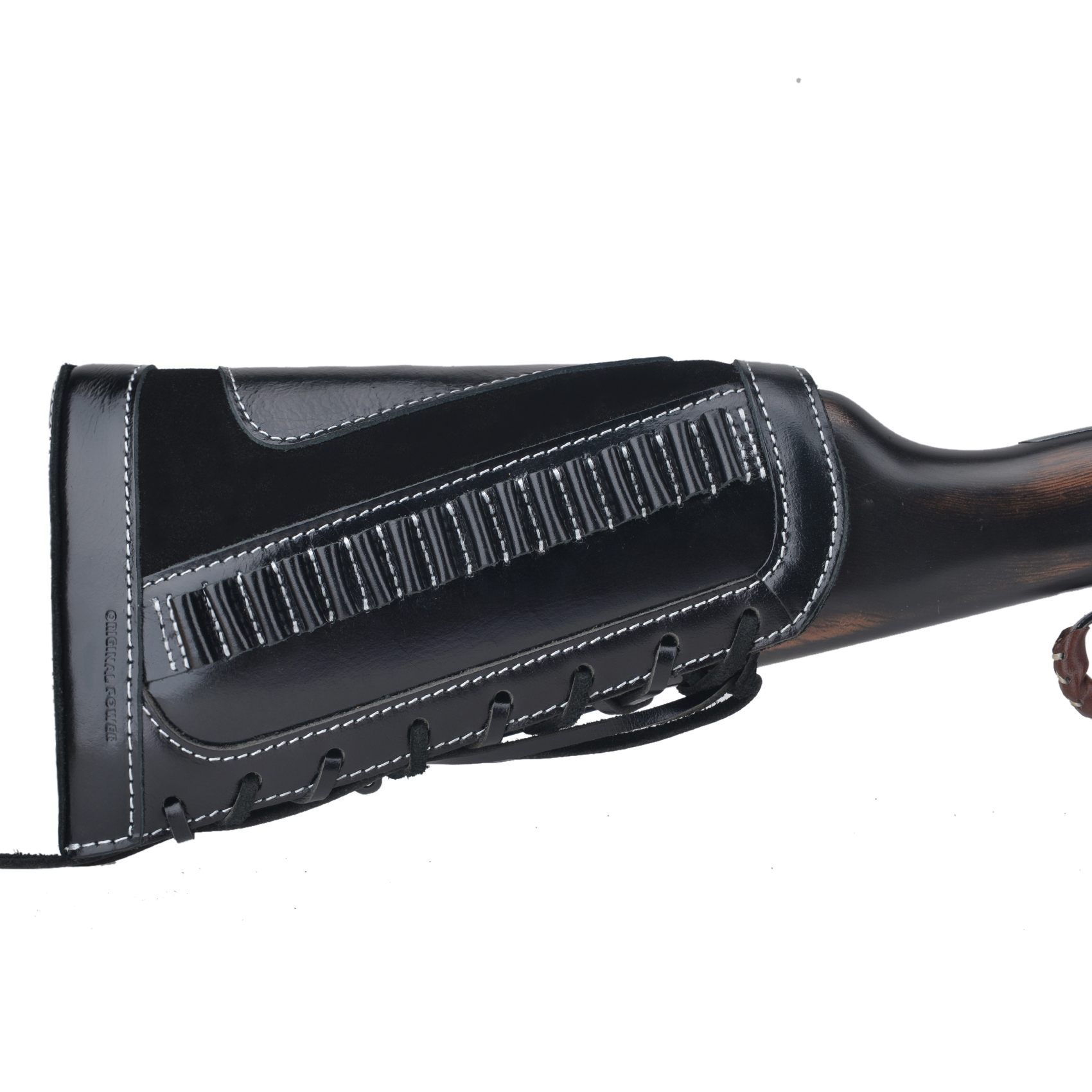 Leather Rifle Buttstock With Gun Sling Shell Holder For .22LR .22MAG .17 hmr