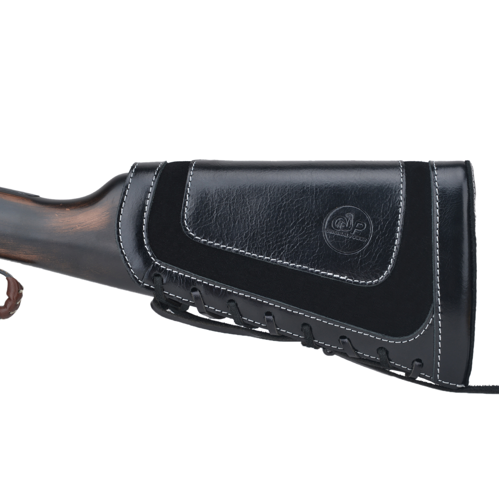 Leather Rifle Buttstock With Gun Sling Shell Holder For .22LR .22MAG .17 hmr
