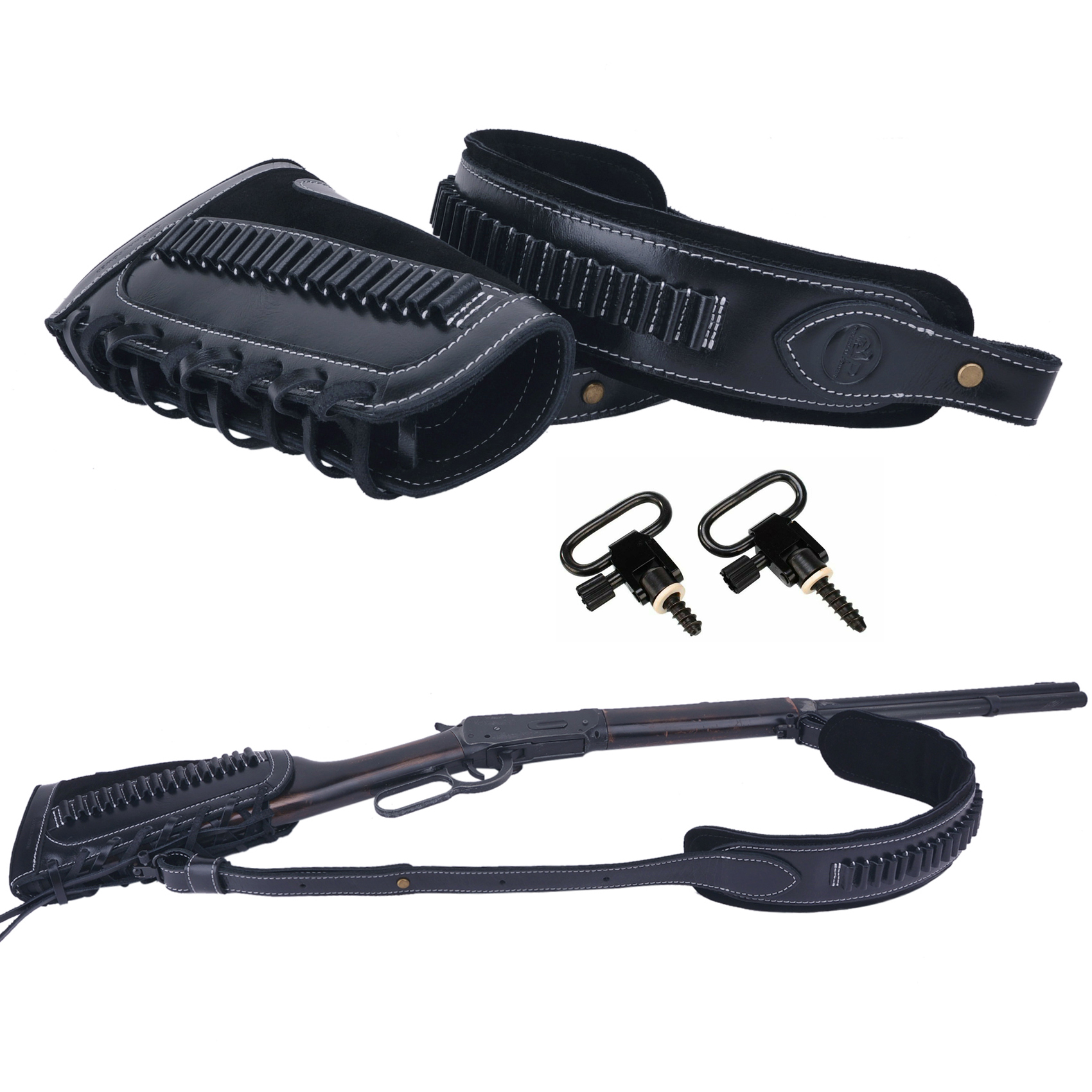 Leather Rifle Butt Stock Cheek Rest Pad Ammo Holder .22LR .17HMR .22Mag On Sale