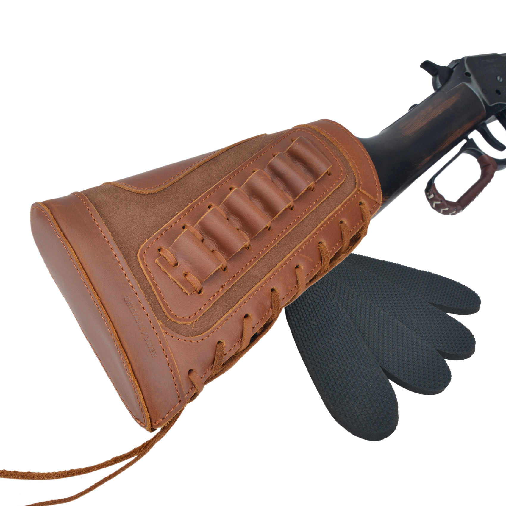 Leather Rifle Buttstock Shell Holder Recoil Pad For .308 .357 .22LR  12GA Butt Protectors