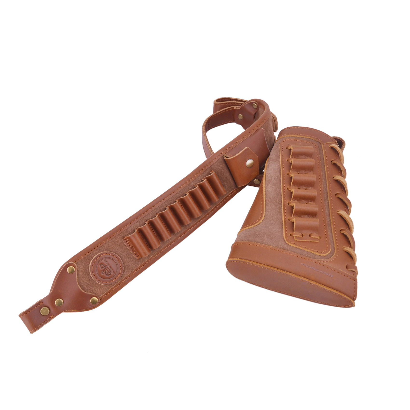 leather Buttstock With Rifle Sling  Holder For .308 .45-70 .30-06