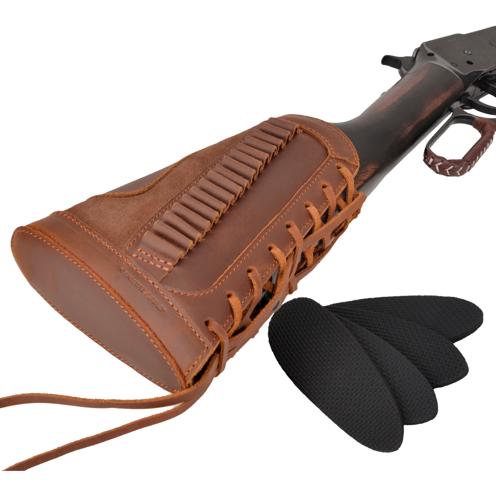 Leather Rifle Buttstock Shell Holder Recoil Pad For .308 .357 .22LR  12GA Butt Protectors