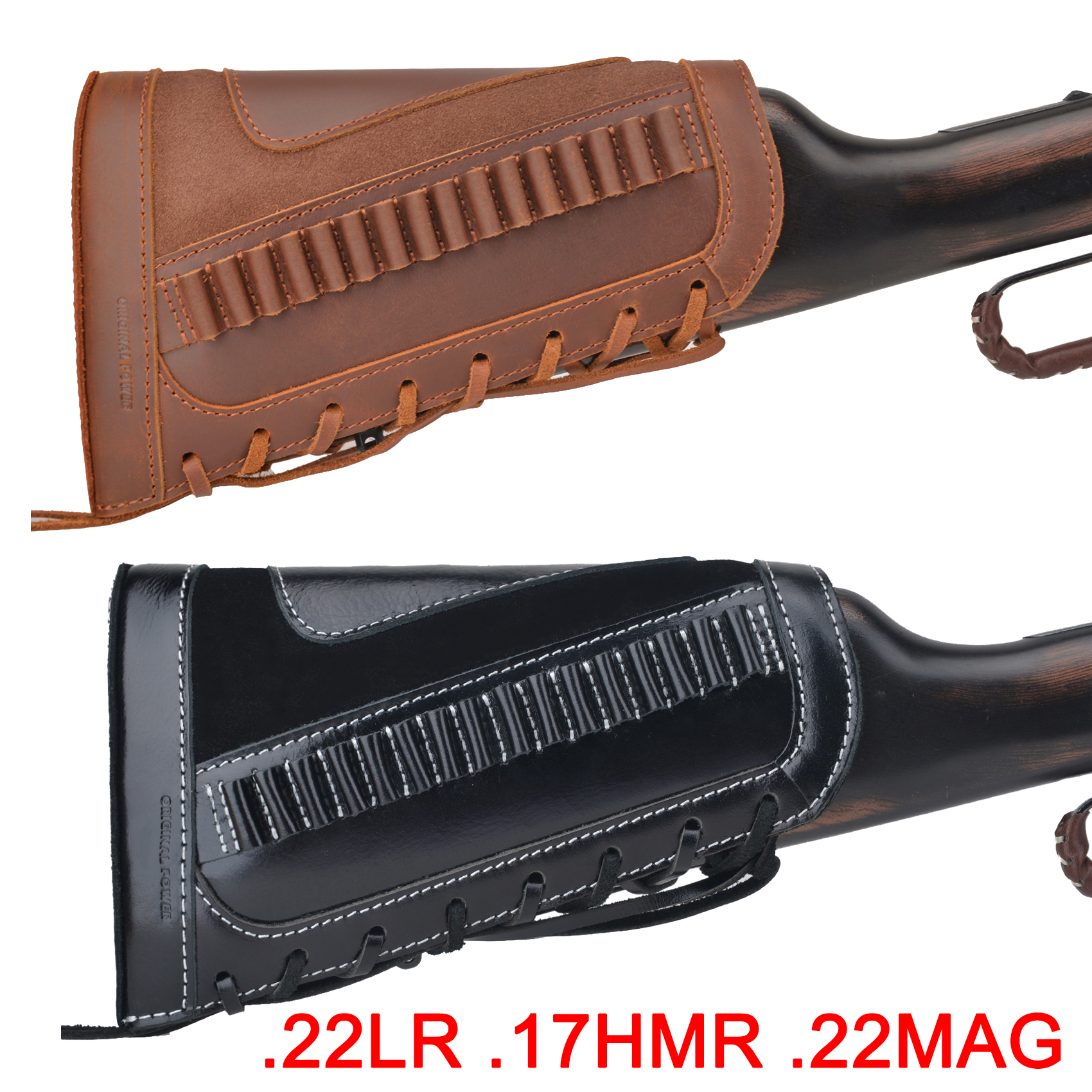 Leather Rifle Buttstock Shell Holder Recoil Pad For .308 .357 .22LR  12GA Butt Protectors