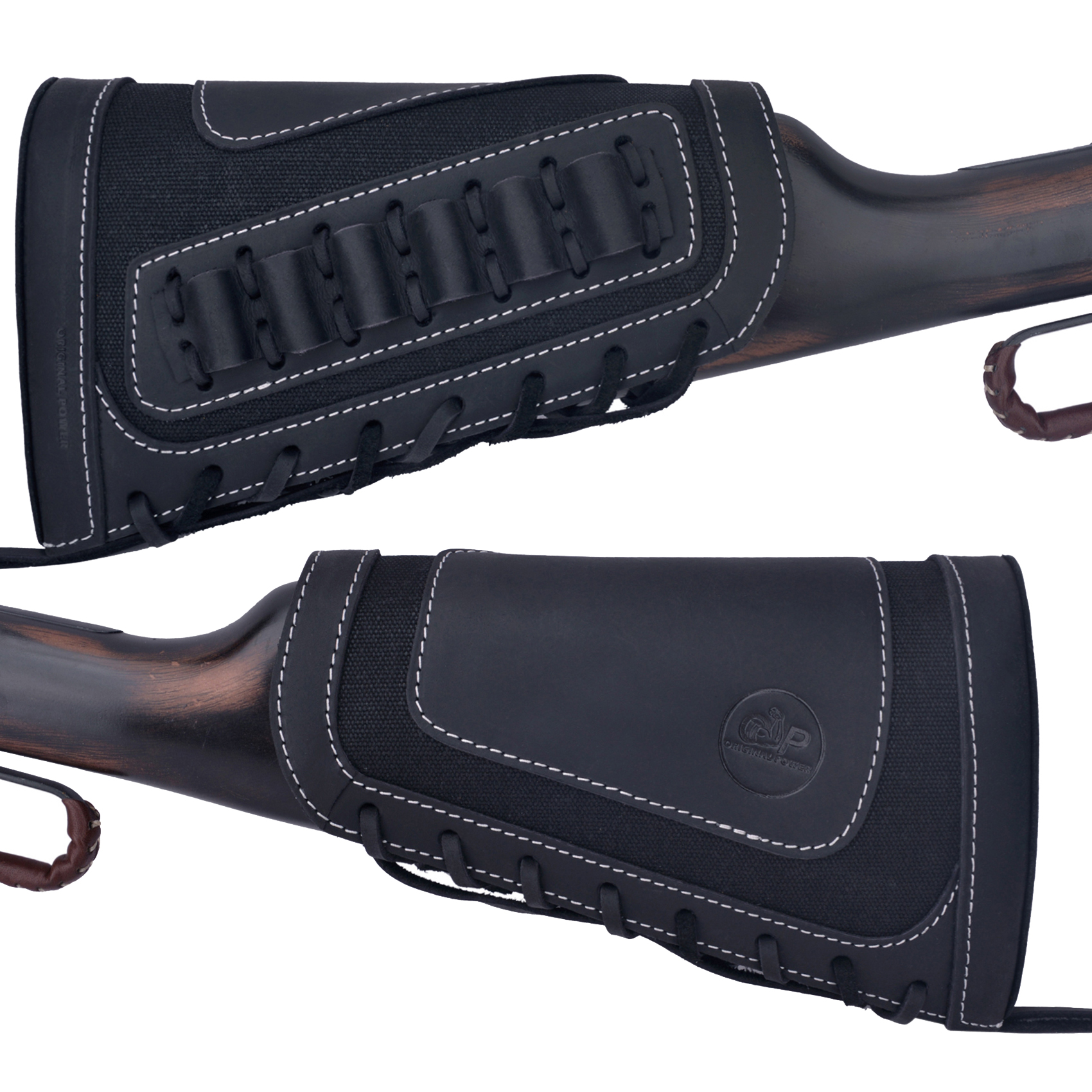 Leather Rifle Buttstock Shotgun Shell Holder Cover .357 .45-70.30-30 .308 .22MAG 12GA