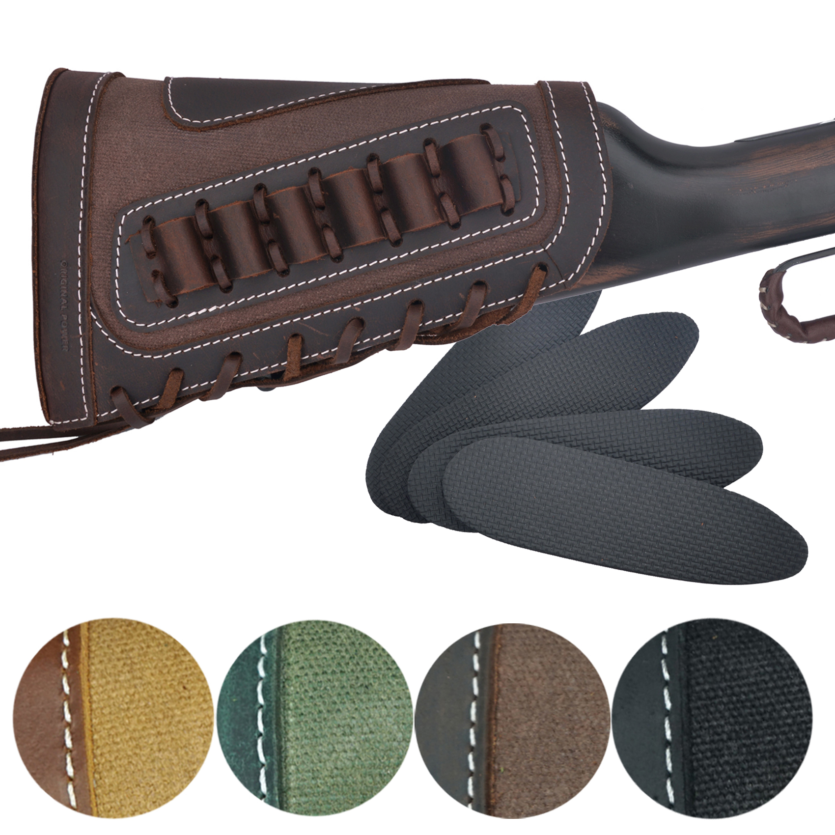 Leather Rifle Buttstock Shotgun Shell Holder Cover .357 .45-70.30-30 .308 .22MAG 12GA