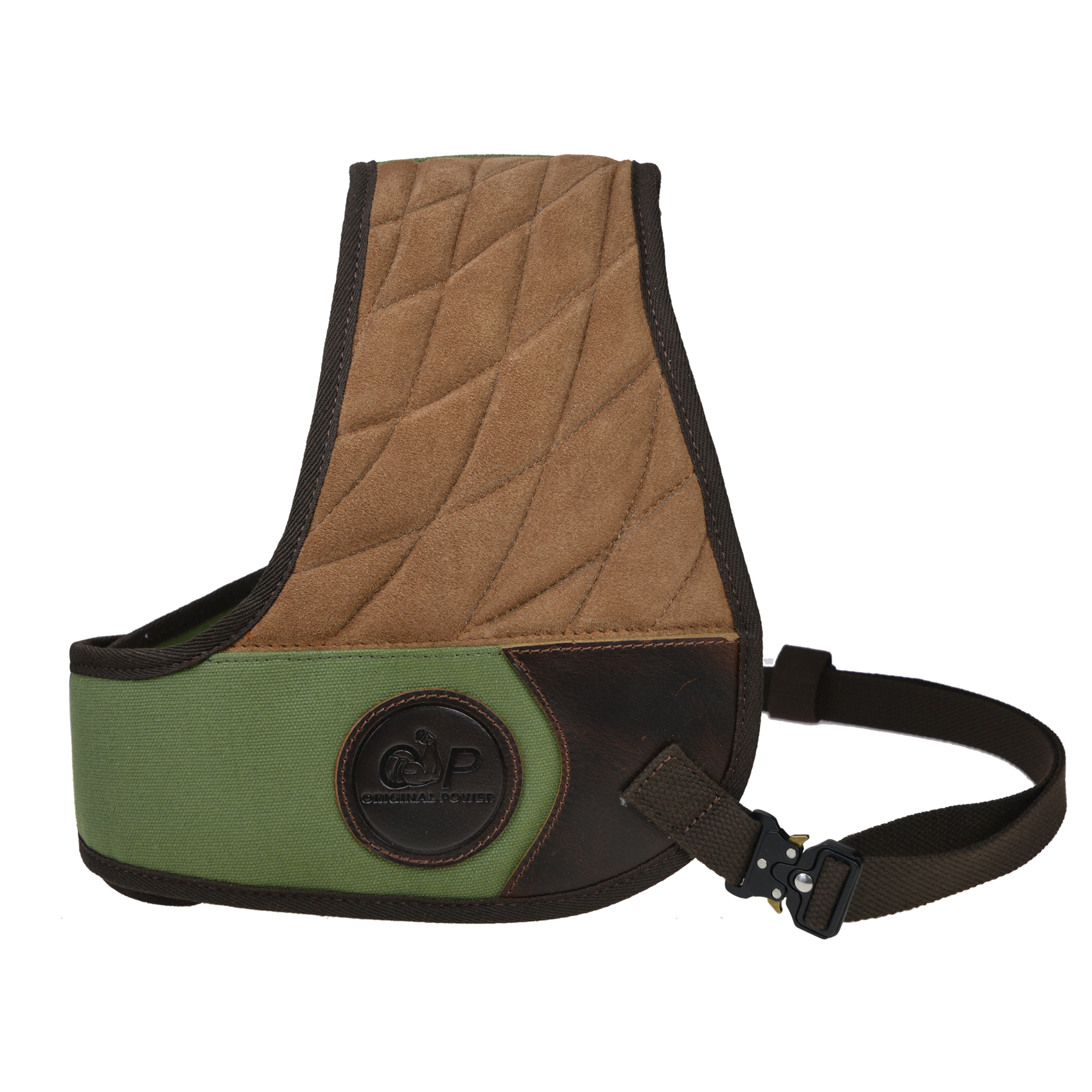 Leather Canvas Recoil Shoulder Pad Shooting Protector Vest Right / Left Handed