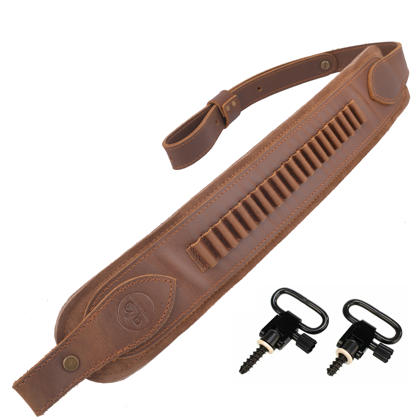 Buffalo Hide Leather Rifle Sling Shotgun Shoulder Strap 1Wide With Swivels .308 .30-30 .22LR 12GA