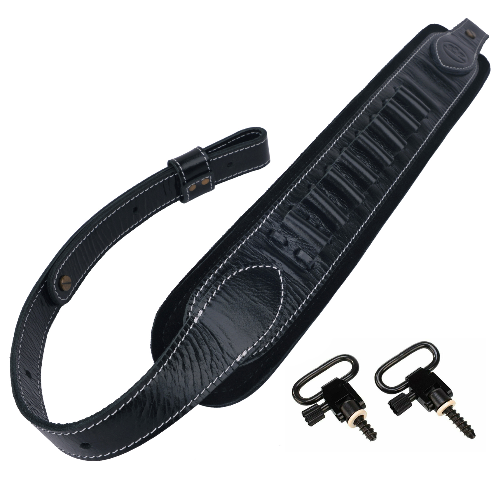 Buffalo Hide Leather Rifle Sling Shotgun Shoulder Strap 1Wide With Swivels .308 .30-30 .22LR 12GA