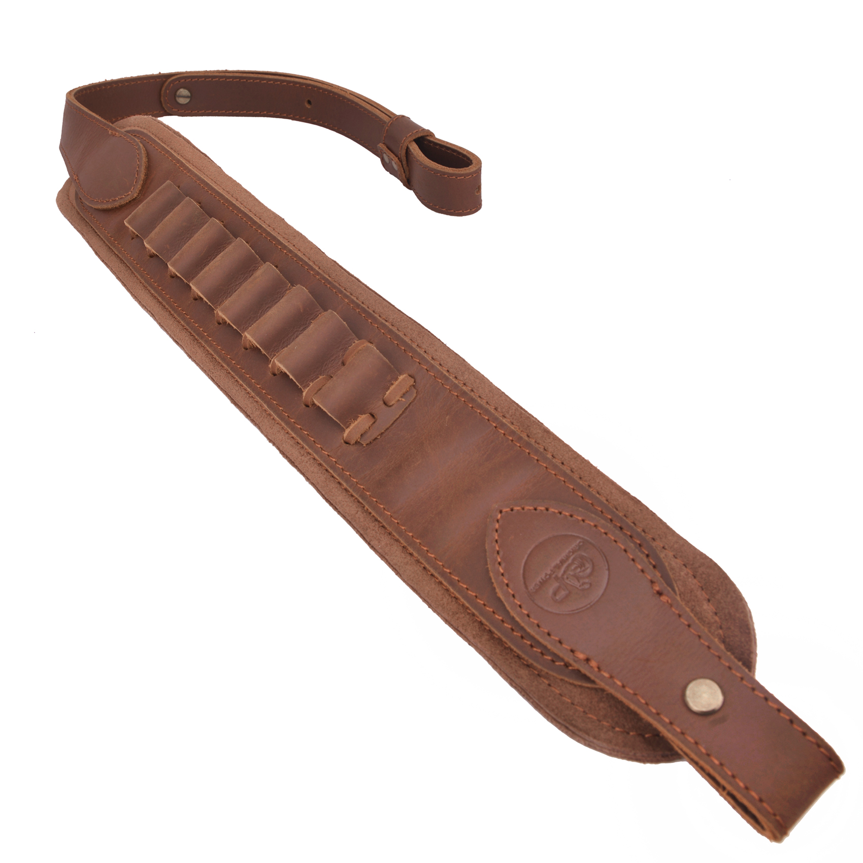 Brown Buffalo Hide Leather Rifle Sling Shotgun Shoulder Strap 1Wide With Swivels .308 45-70 30-06 22-250 410GA