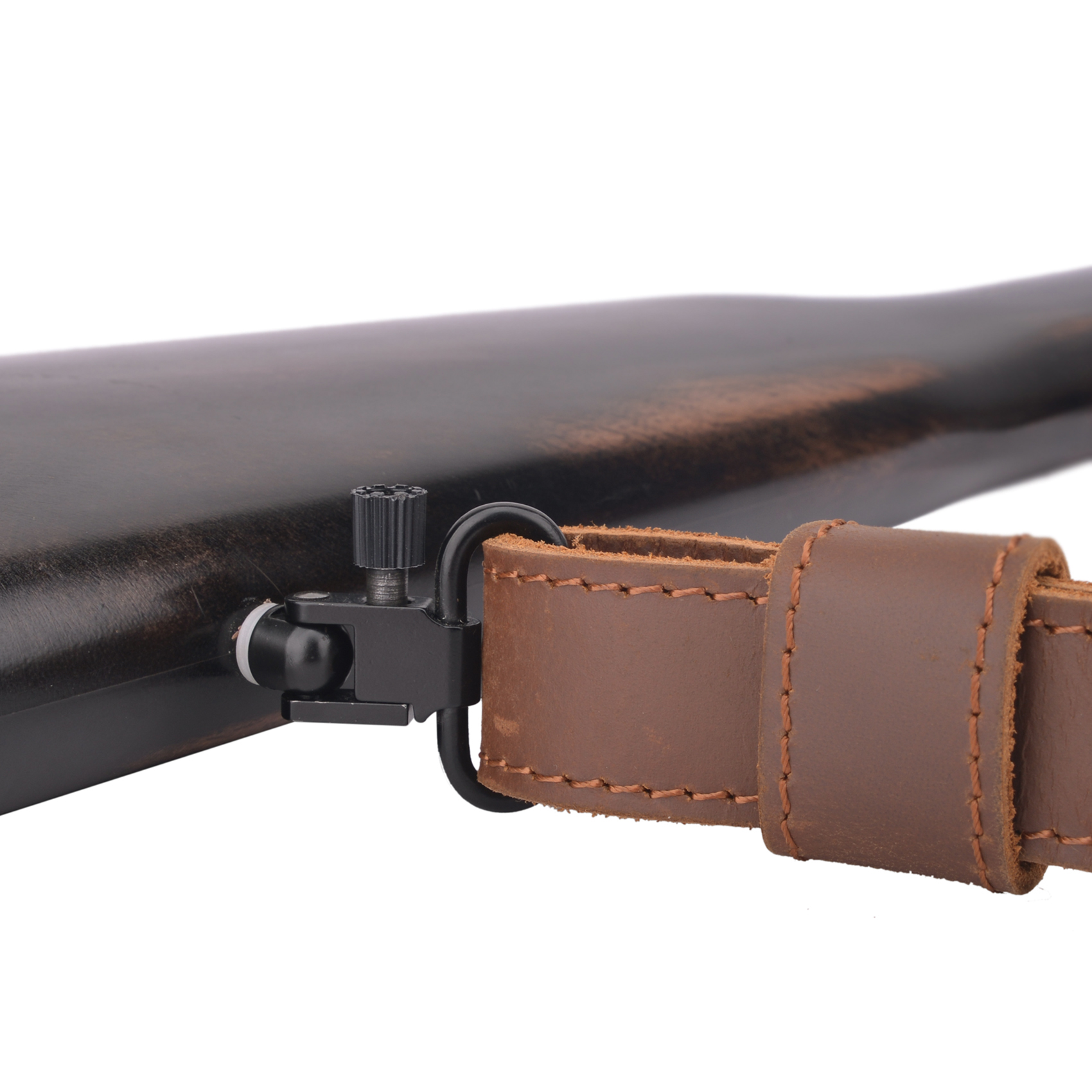 Brown Buffalo Hide Leather Rifle Sling Shotgun Shoulder Strap 1Wide With Swivels .308 45-70 30-06 22-250 410GA