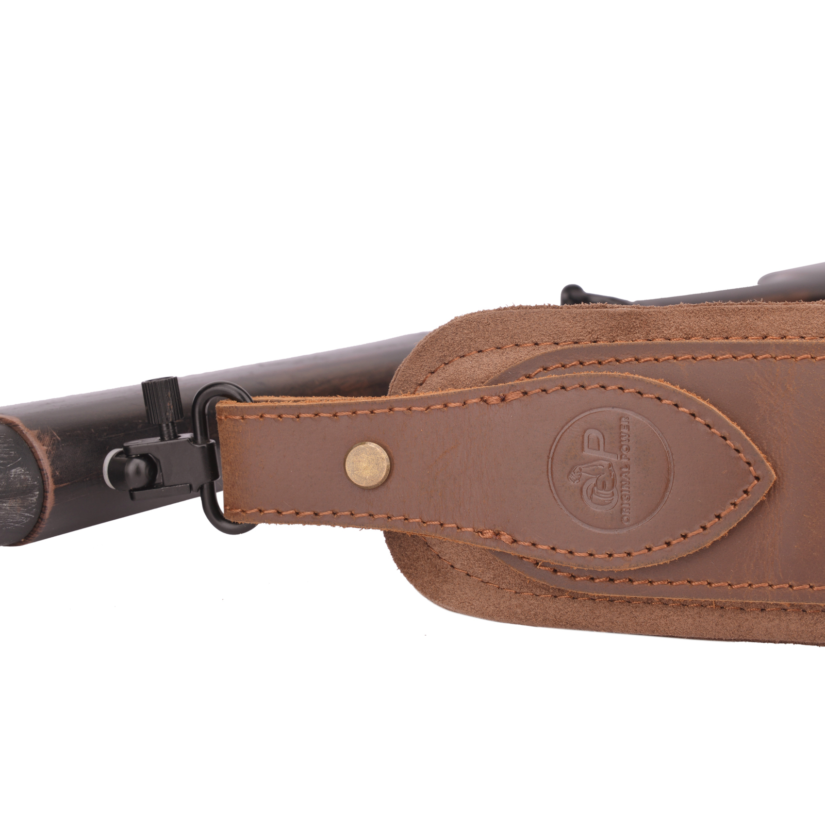 Brown Buffalo Hide Leather Rifle Sling Shotgun Shoulder Strap 1Wide With Swivels .308 45-70 30-06 22-250 410GA
