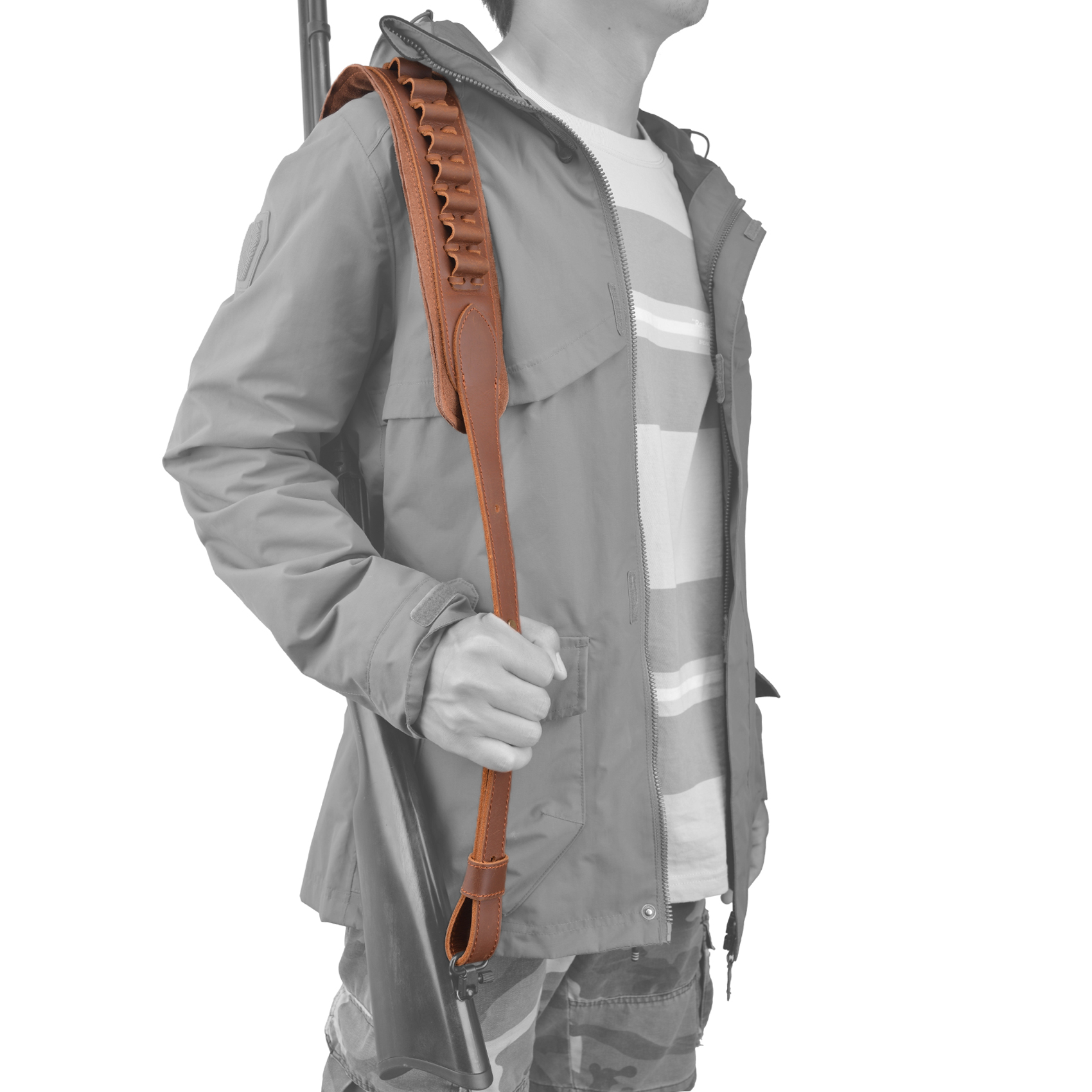 Brown Buffalo Hide Leather Rifle Sling Shotgun Shoulder Strap 1Wide With Swivels .308 45-70 30-06 22-250 410GA