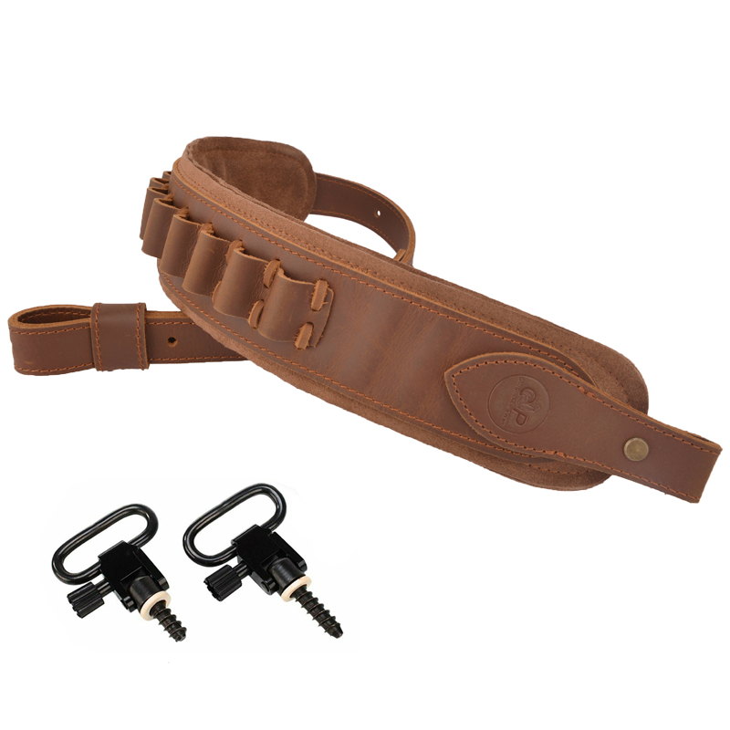 Brown Buffalo Hide Leather Rifle Sling Shotgun Shoulder Strap 1Wide With Swivels .308 45-70 30-06 22-250 410GA