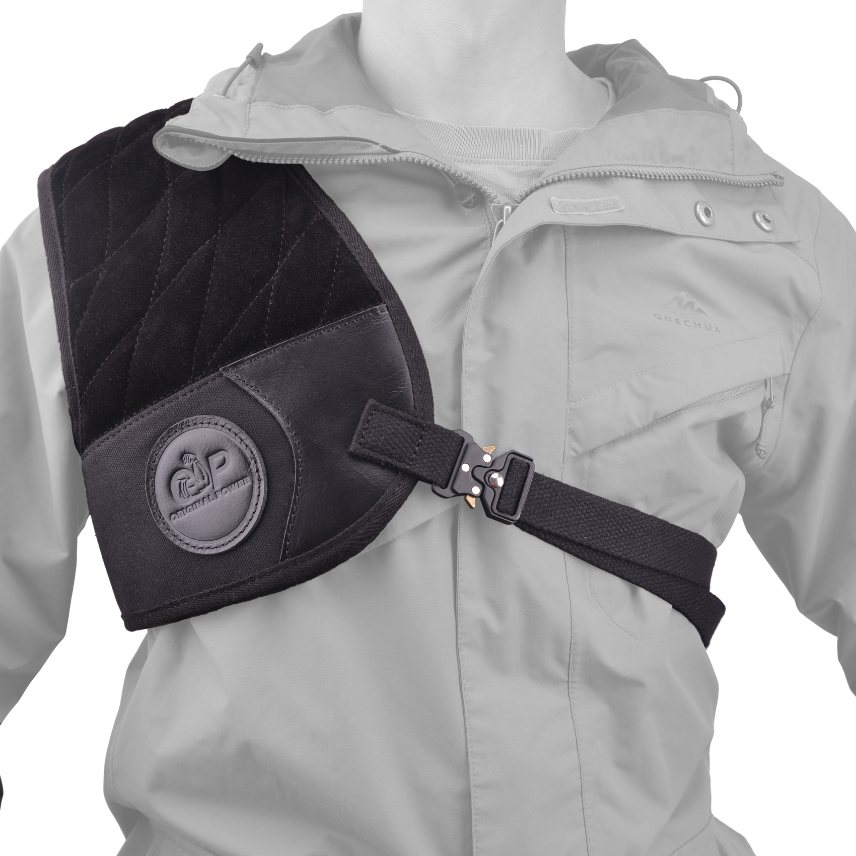 Leather Canvas Recoil Shoulder Pad Shooting Protector Vest Right / Left Handed