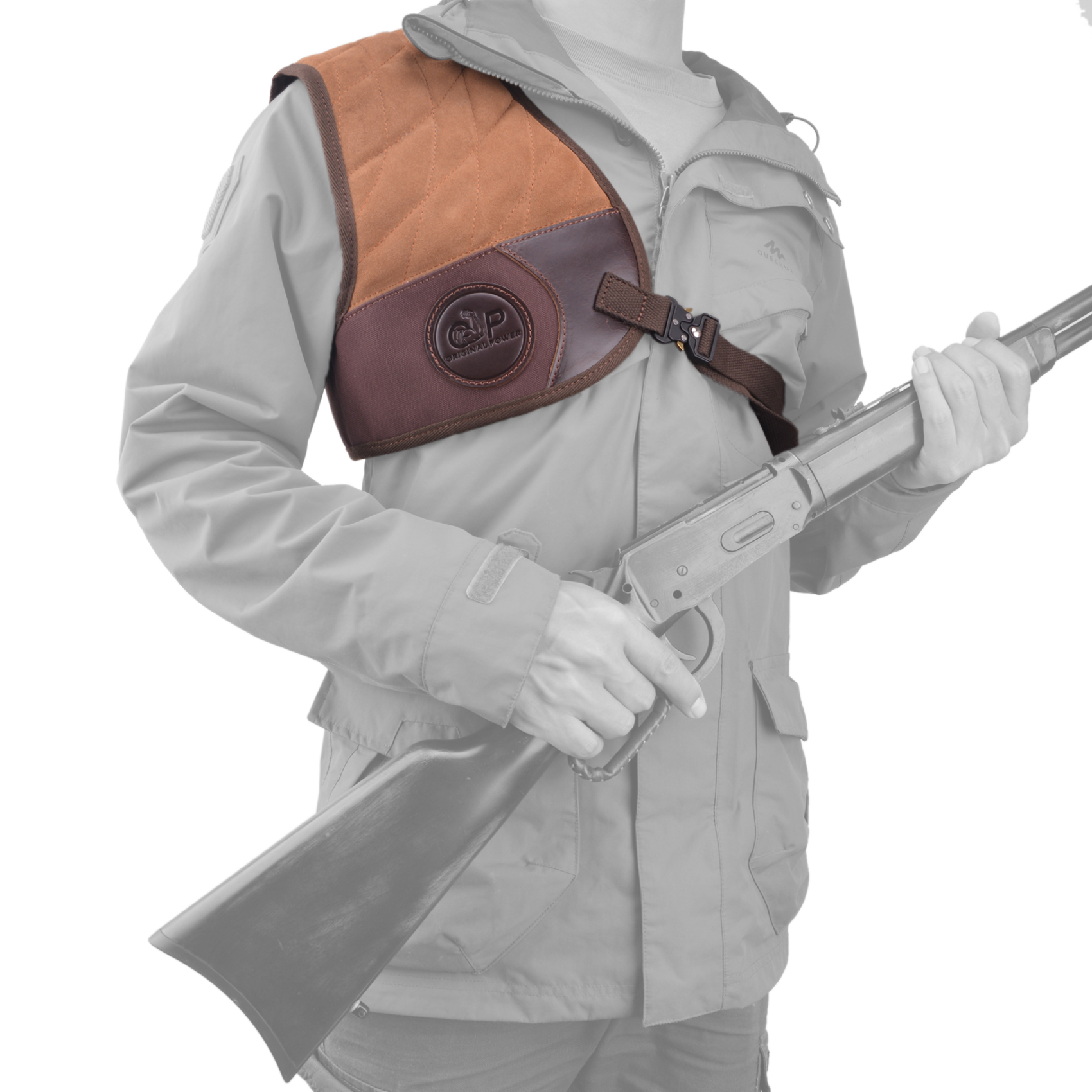 Leather Canvas Recoil Shoulder Pad Shooting Protector Vest Right / Left Handed