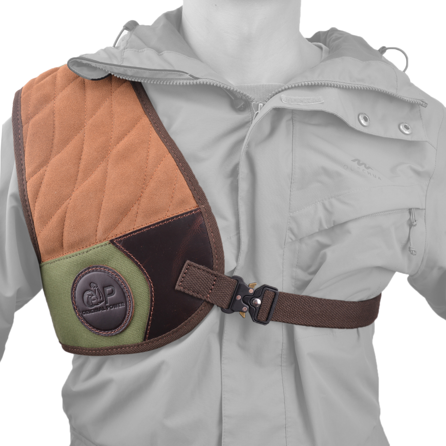 Leather Canvas Recoil Shoulder Pad Shooting Protector Vest Right / Left Handed