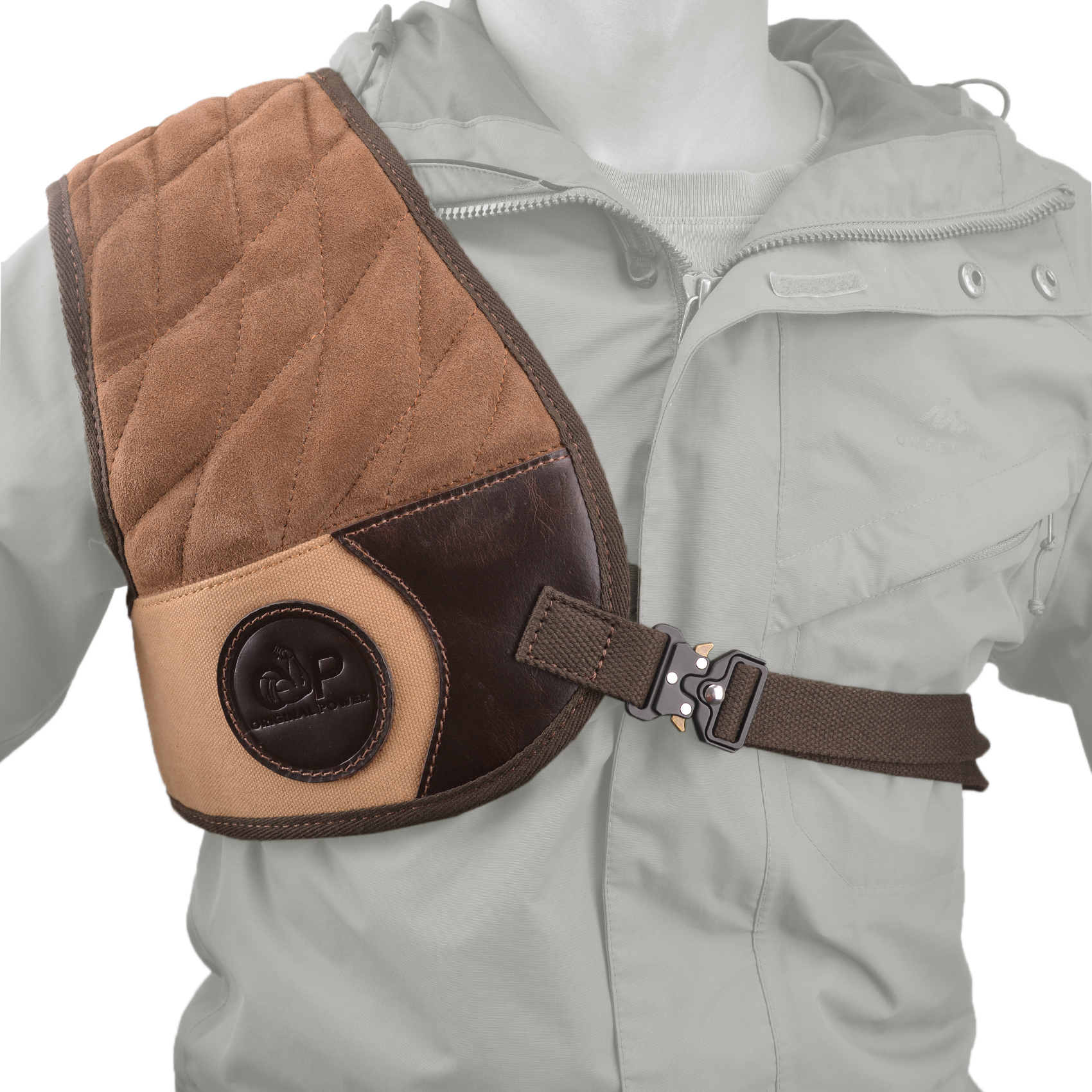 Leather Canvas Recoil Shoulder Pad Shooting Protector Vest Right / Left Handed