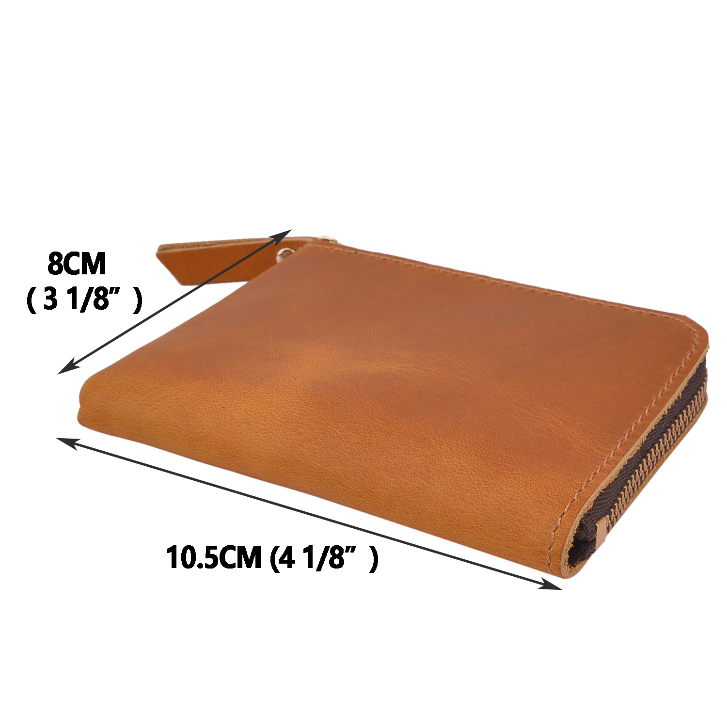 Portable Cowhide Leather Coin Purse Handmade Coin Wallet Bag in Brown Green