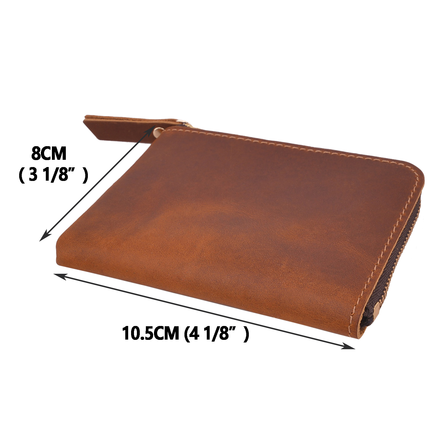 Portable Cowhide Leather Coin Purse Handmade Coin Wallet Bag in Brown Green