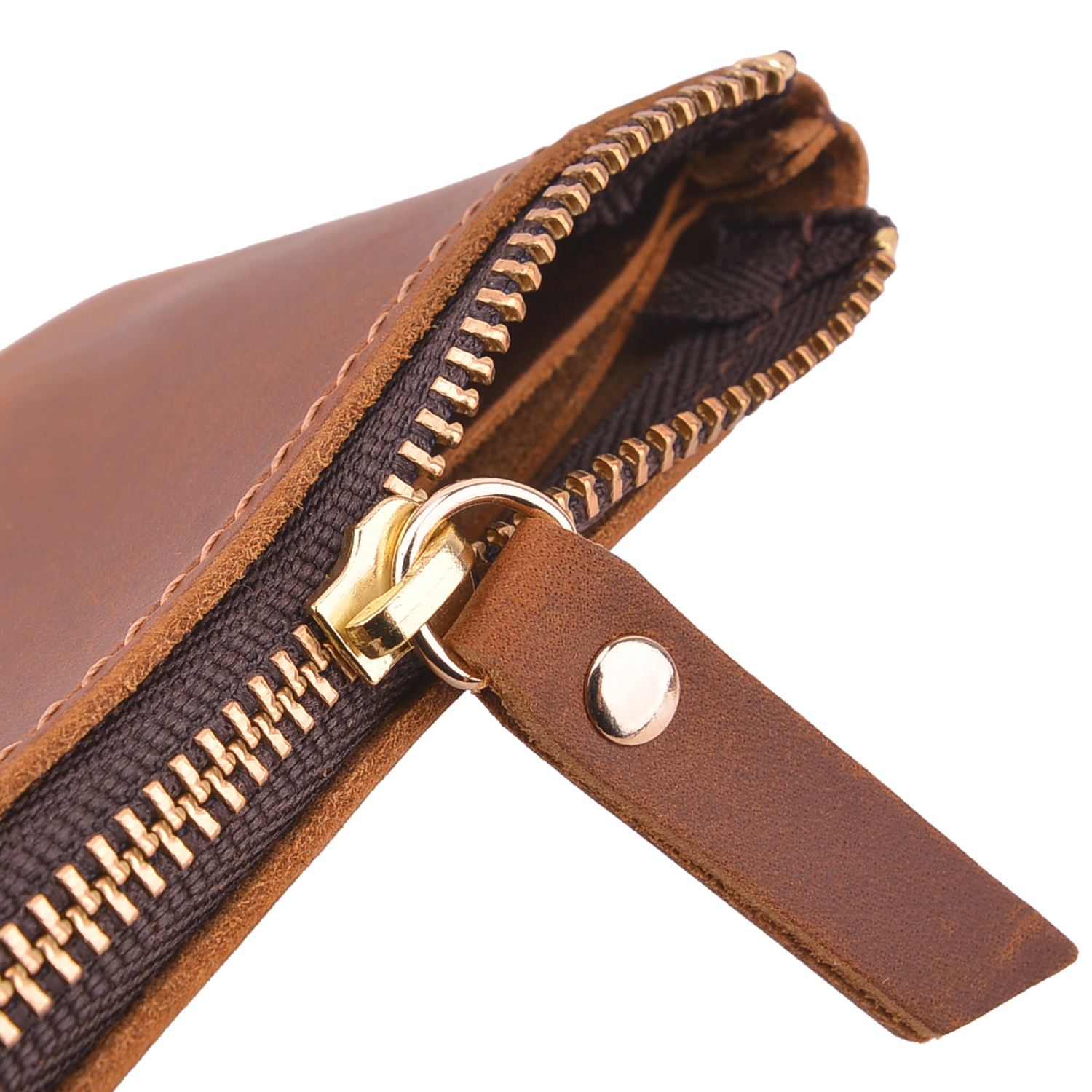 Portable Cowhide Leather Coin Purse Handmade Coin Wallet Bag in Brown Green