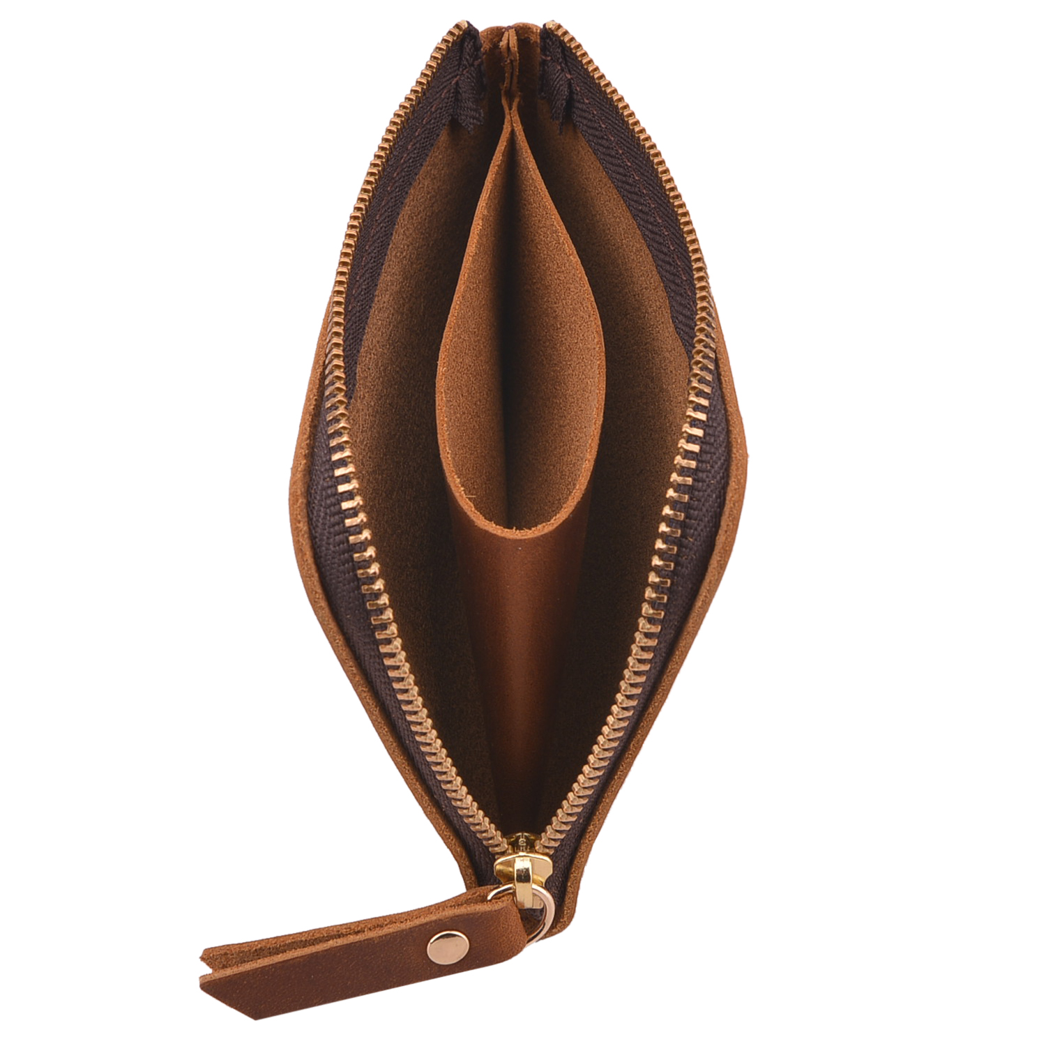 Portable Cowhide Leather Coin Purse Handmade Coin Wallet Bag in Brown Green