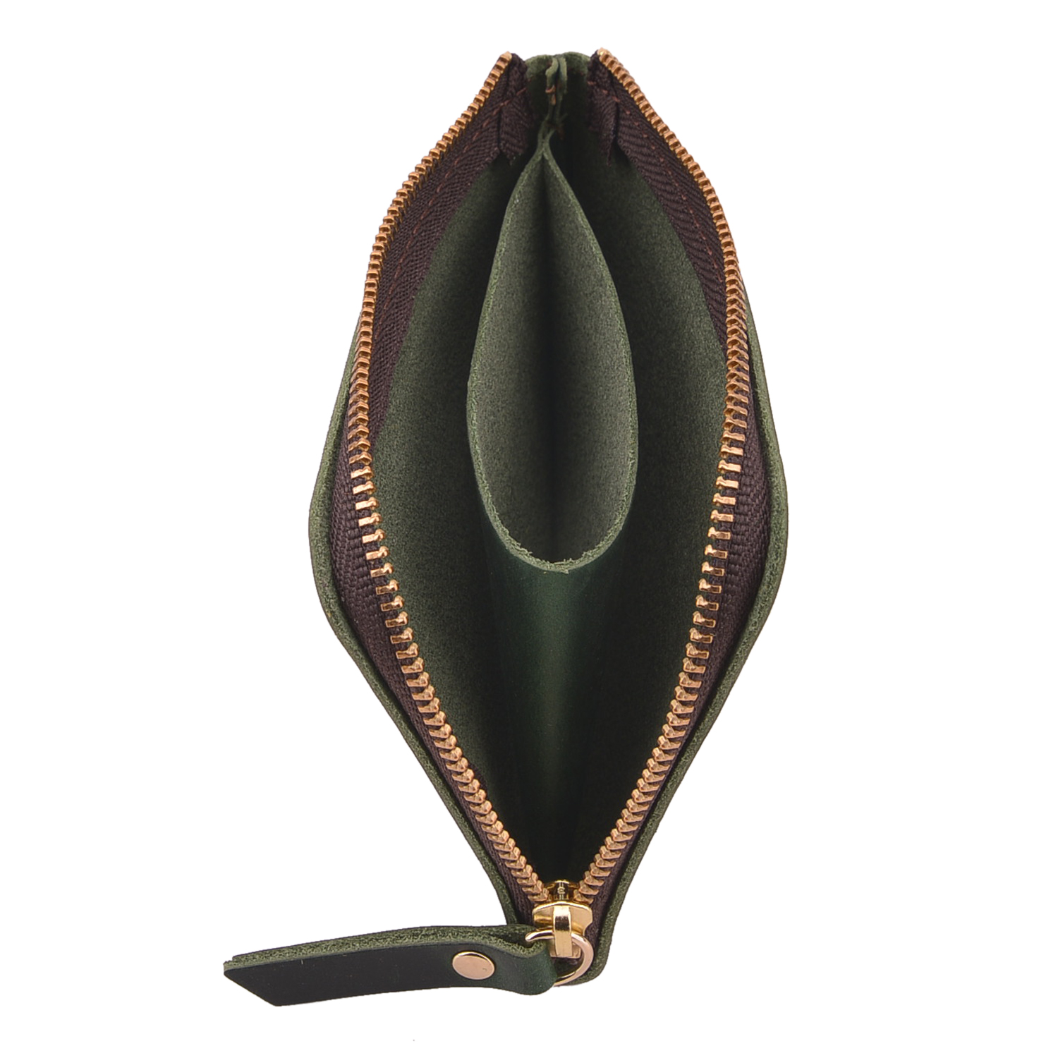 Portable Cowhide Leather Coin Purse Handmade Coin Wallet Bag in Brown Green