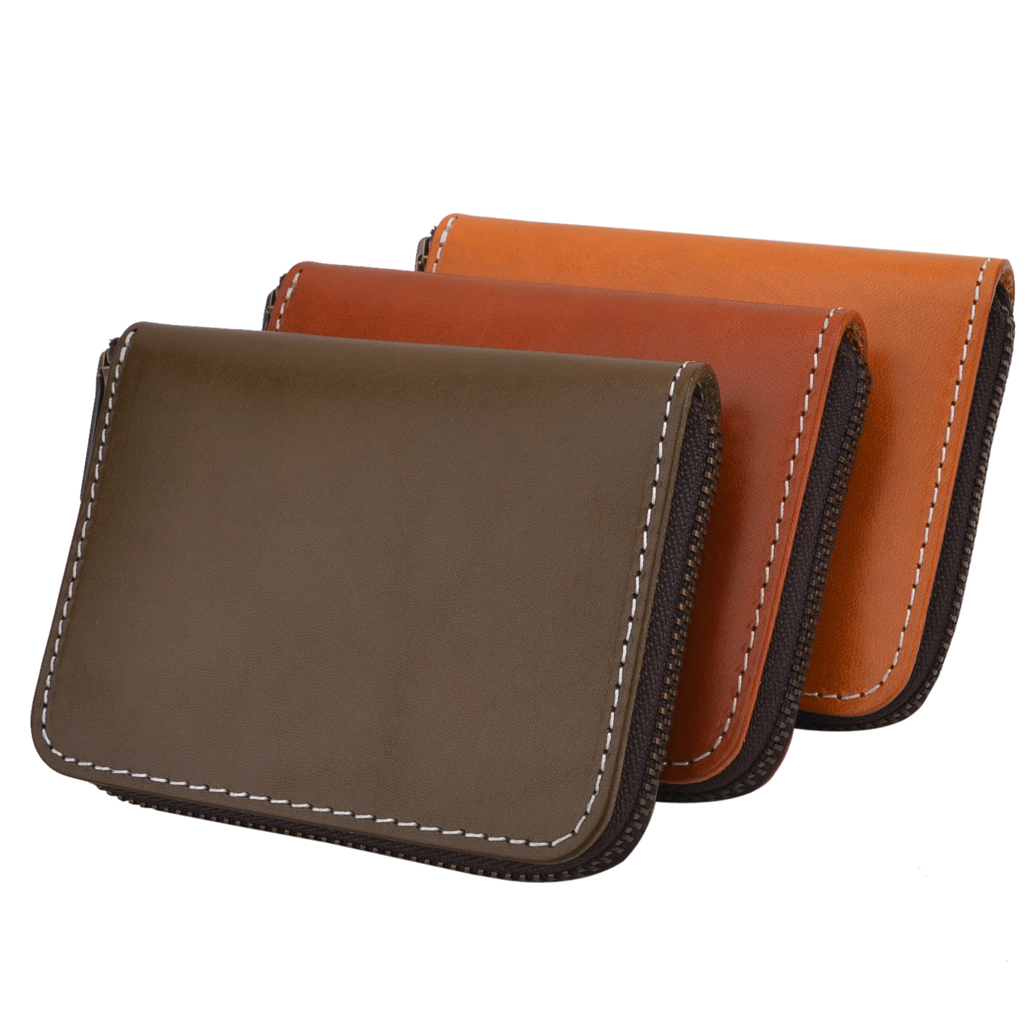 Genuine Leather Coin Pouch Change Holder for Men / Woman with Zipper Pouch